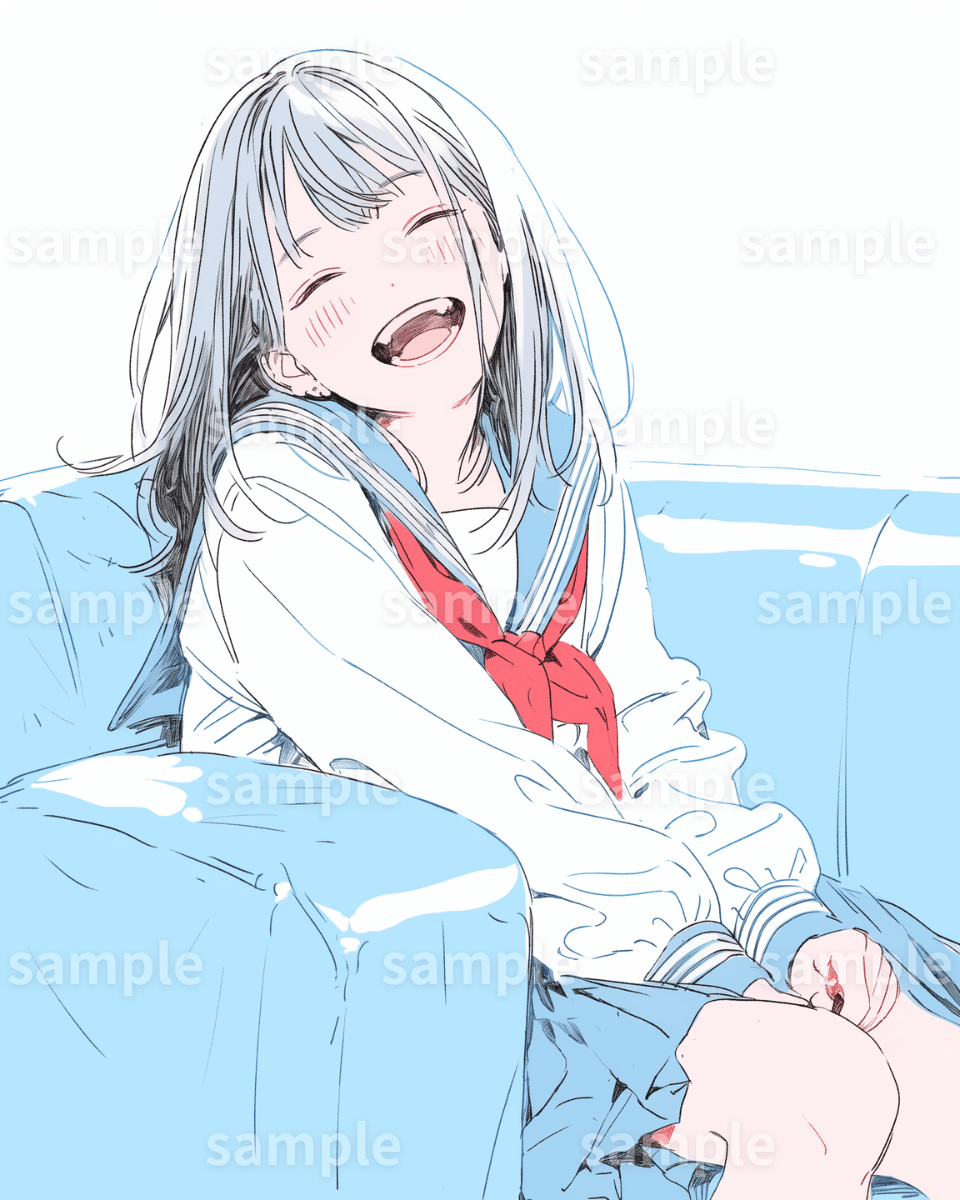 イラスト】「笑顔の女の子」2枚セット｜SNS用アイコン・ファッション