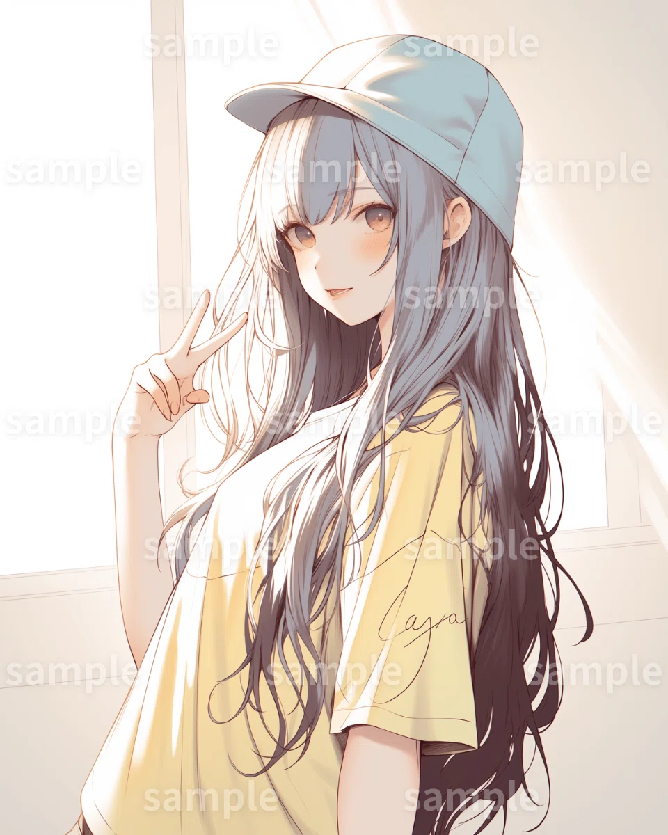 イラスト】「キャップ女子」6枚セット｜SNS用アイコン・ファッション