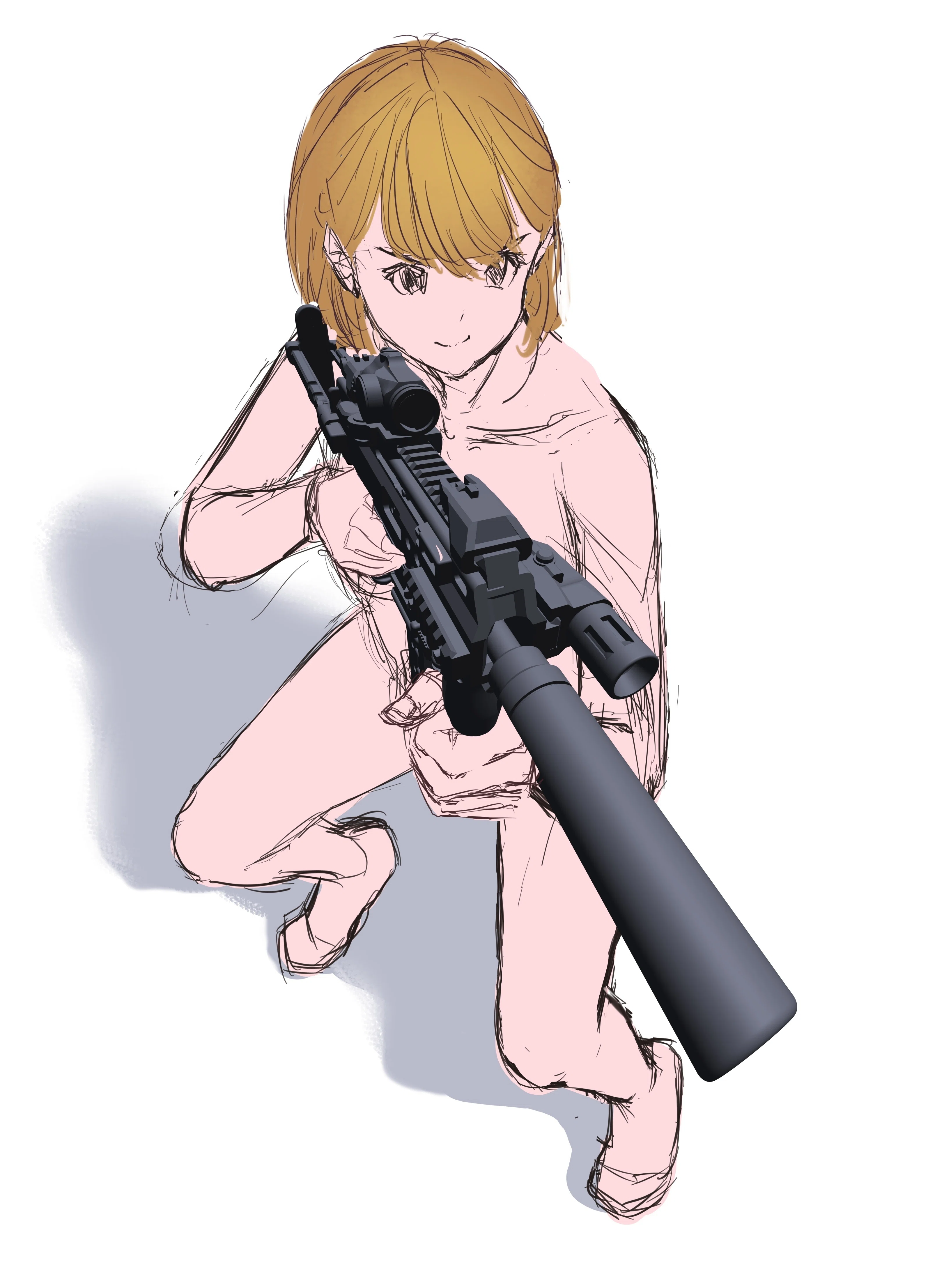 絵日記】2枚目/銃✖︎学生服イラコン｜マエコ