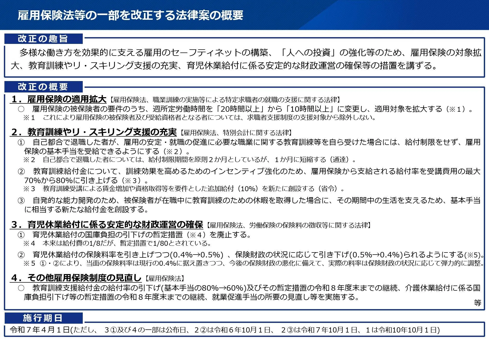 🟧改正雇用保険法が成立しました！雇用保険が10時間から加入できる