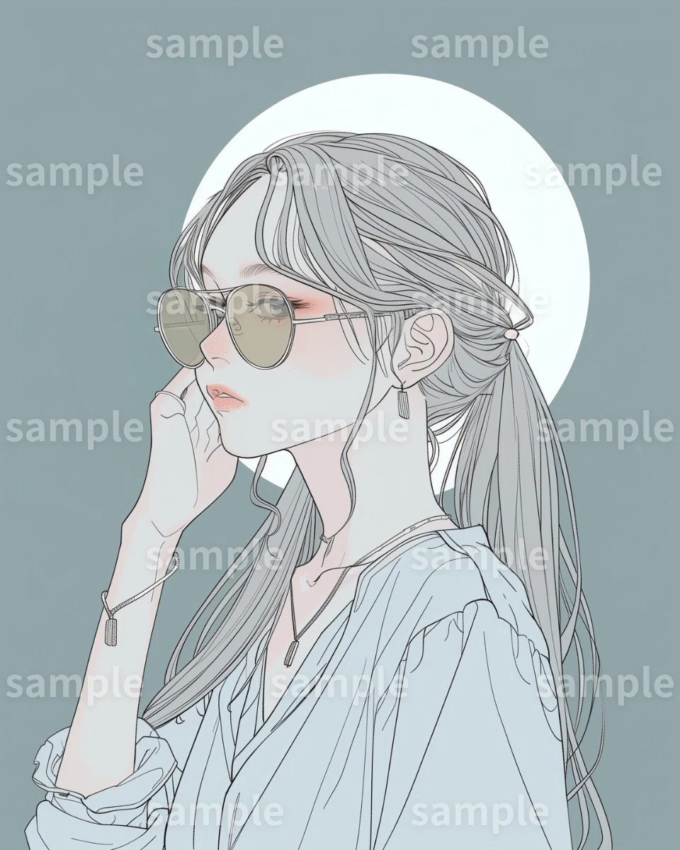 イラスト】「サングラス女子」6枚セット｜SNSアイコン・プロフィール