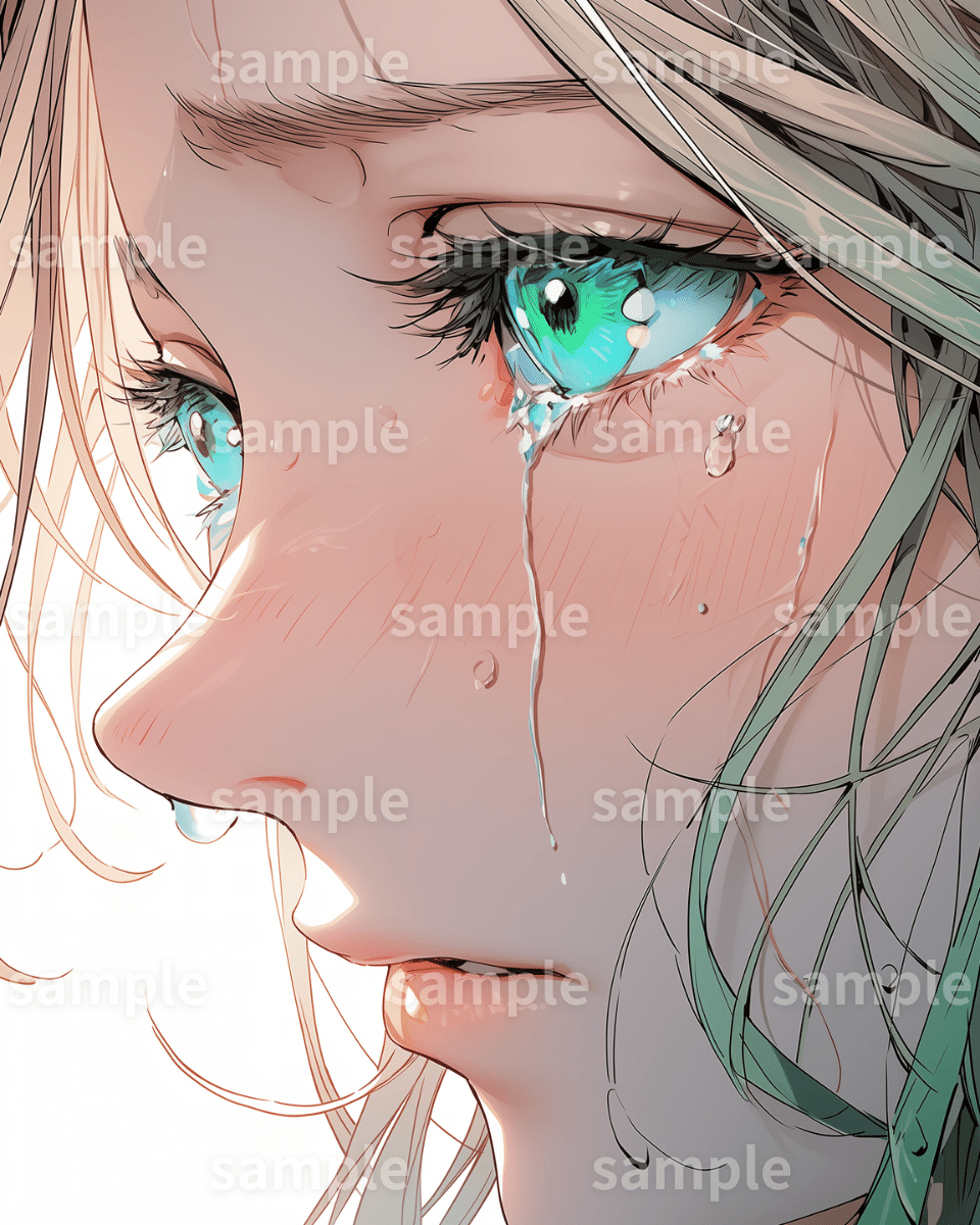 イラスト】「涙を流す女の子」の素材｜SNS用アイコン・哀しい・失恋・挿絵・アニメ・アイキャッチ・イメージ画像に｜寿司娘の、未完成な世界note, image size:960x1200