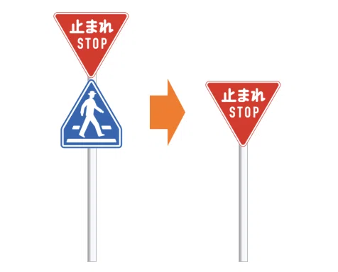 一時停止する場所にある横断歩道標識