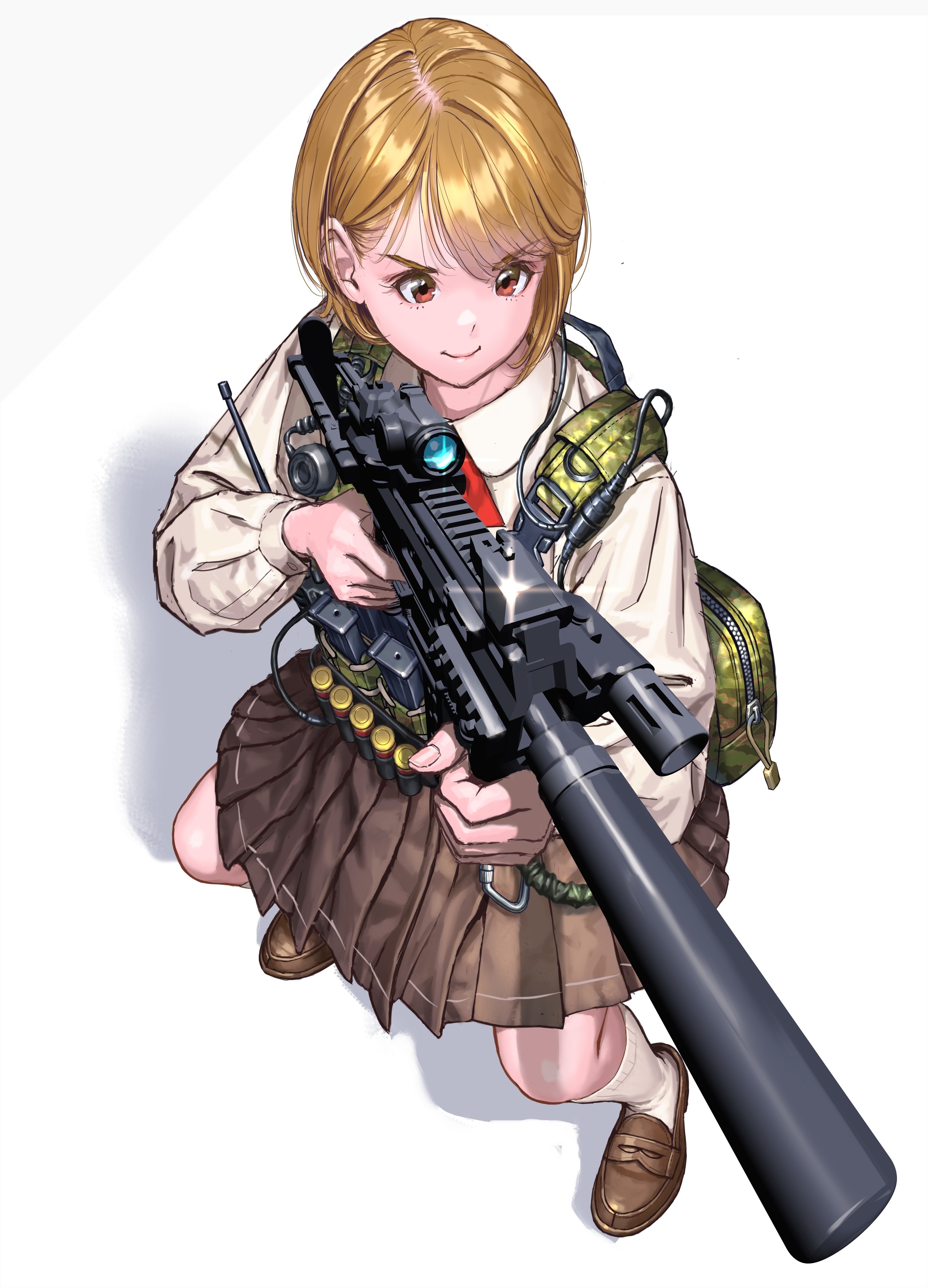 絵日記】2枚目/銃✖️学生服イラコン2日目｜マエコ