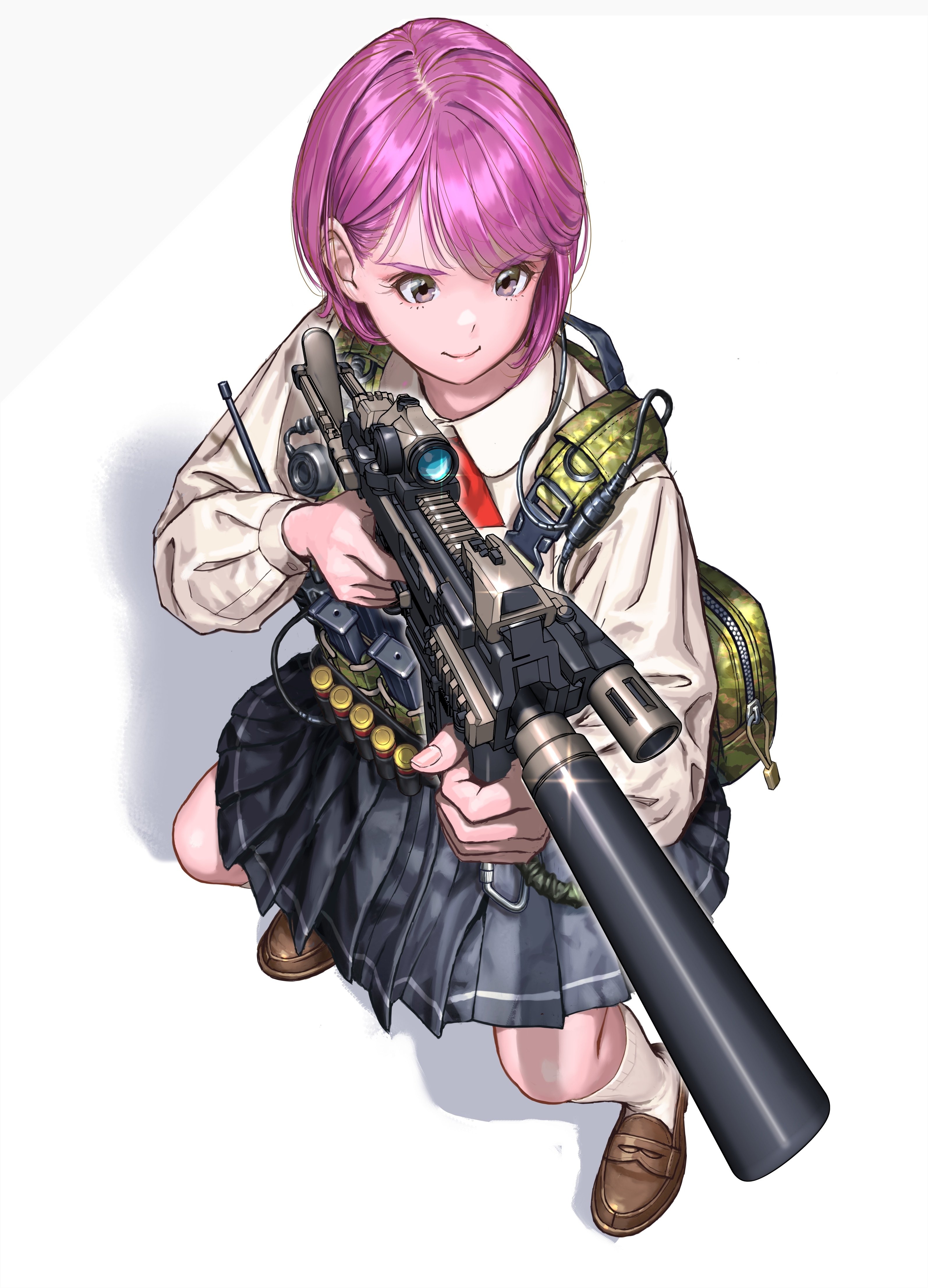 絵日記】2枚目/銃✖️学生服イラコン2日目｜マエコ