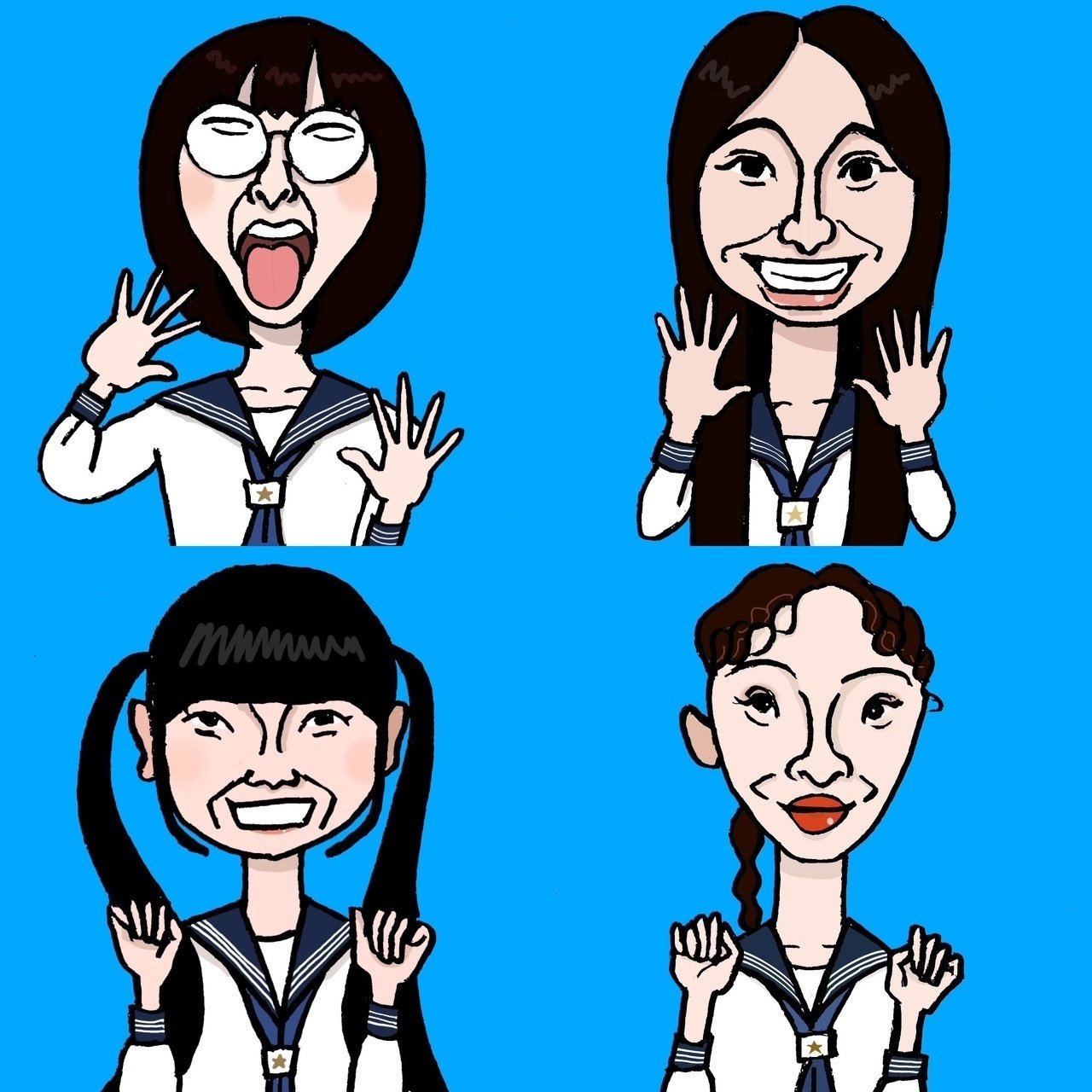 新しい学校のリーダーズさんの似顔絵｜似顔絵師 しばじゅん