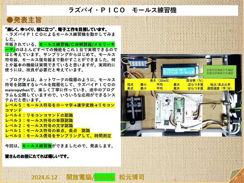 ラズパイ・PICO モールス練習機｜jh1cdv00