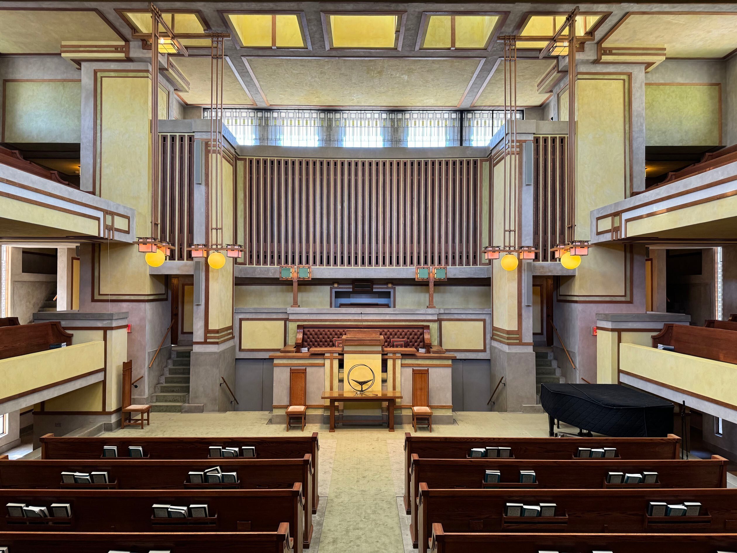 フランク・ロイド・ライト オークパークの天窓 縦長ヴィンテージ