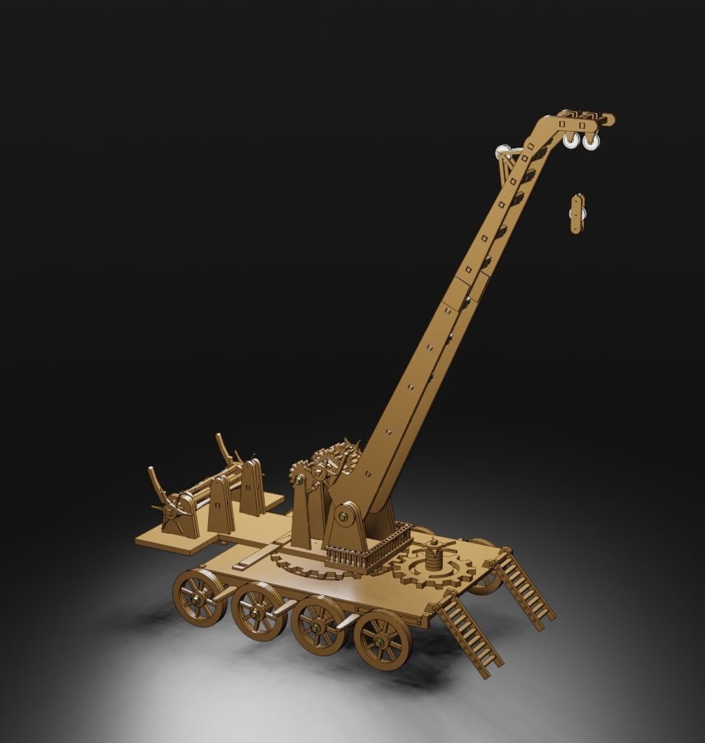 実物クレーンストック　放出品 古代のクレーン（木製モデル）｜3D grapefruit｜CAD出身3Dモデラ―