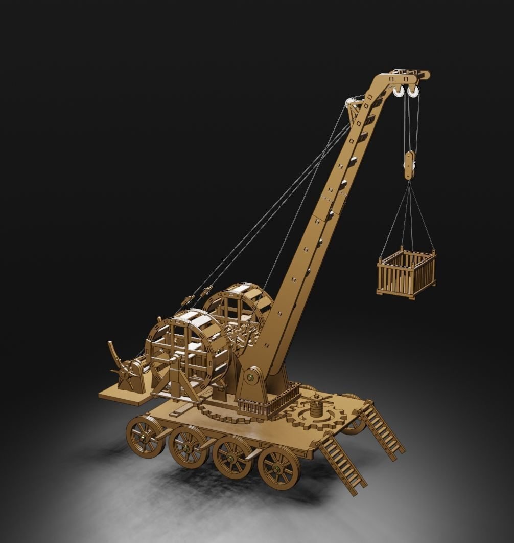 実物クレーンストック　放出品 古代のクレーン（木製モデル）｜3D grapefruit｜CAD出身3Dモデラ―