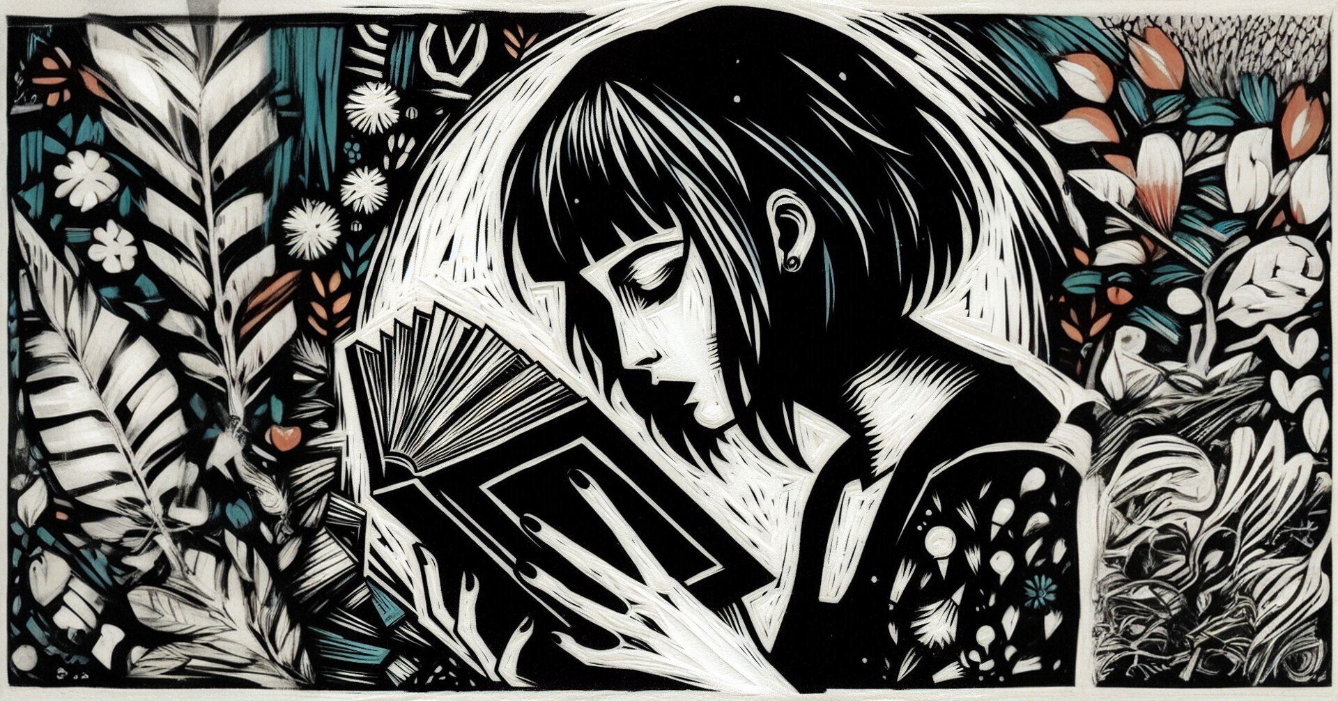 AI Art Imagine写真集 #007 Linocutの探求 :読書する女性｜Books