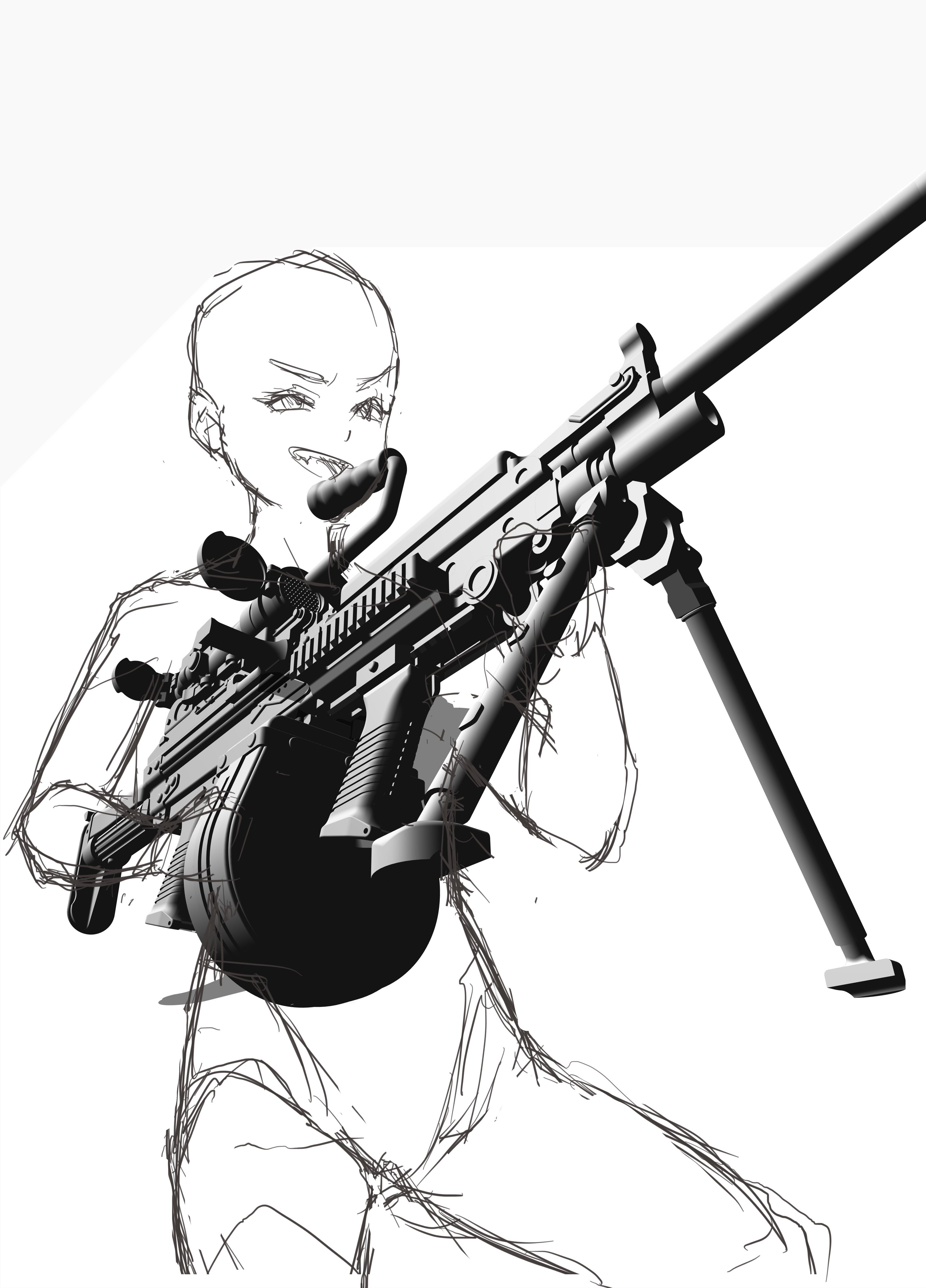 絵日記】3枚目／銃✖️学生服イラコン1日目｜マエコ