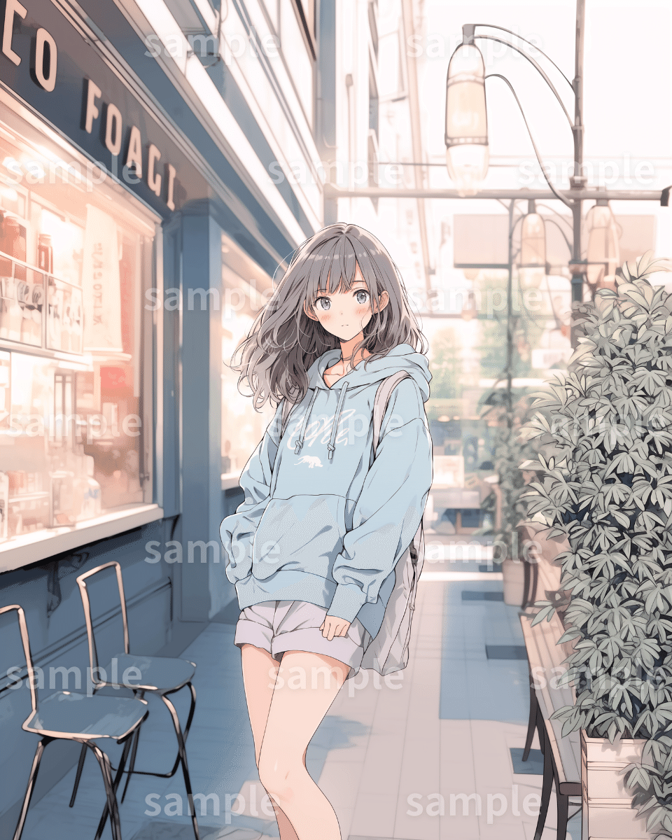 イラスト】「パーカー女子」素材3枚セット｜SNSアイコン
