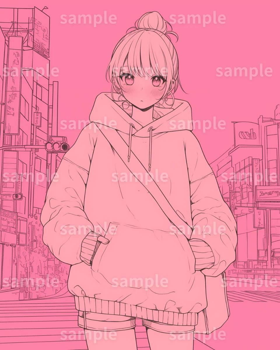 イラスト】「お団子ヘアの女の子」素材9枚セット｜SNSアイコン