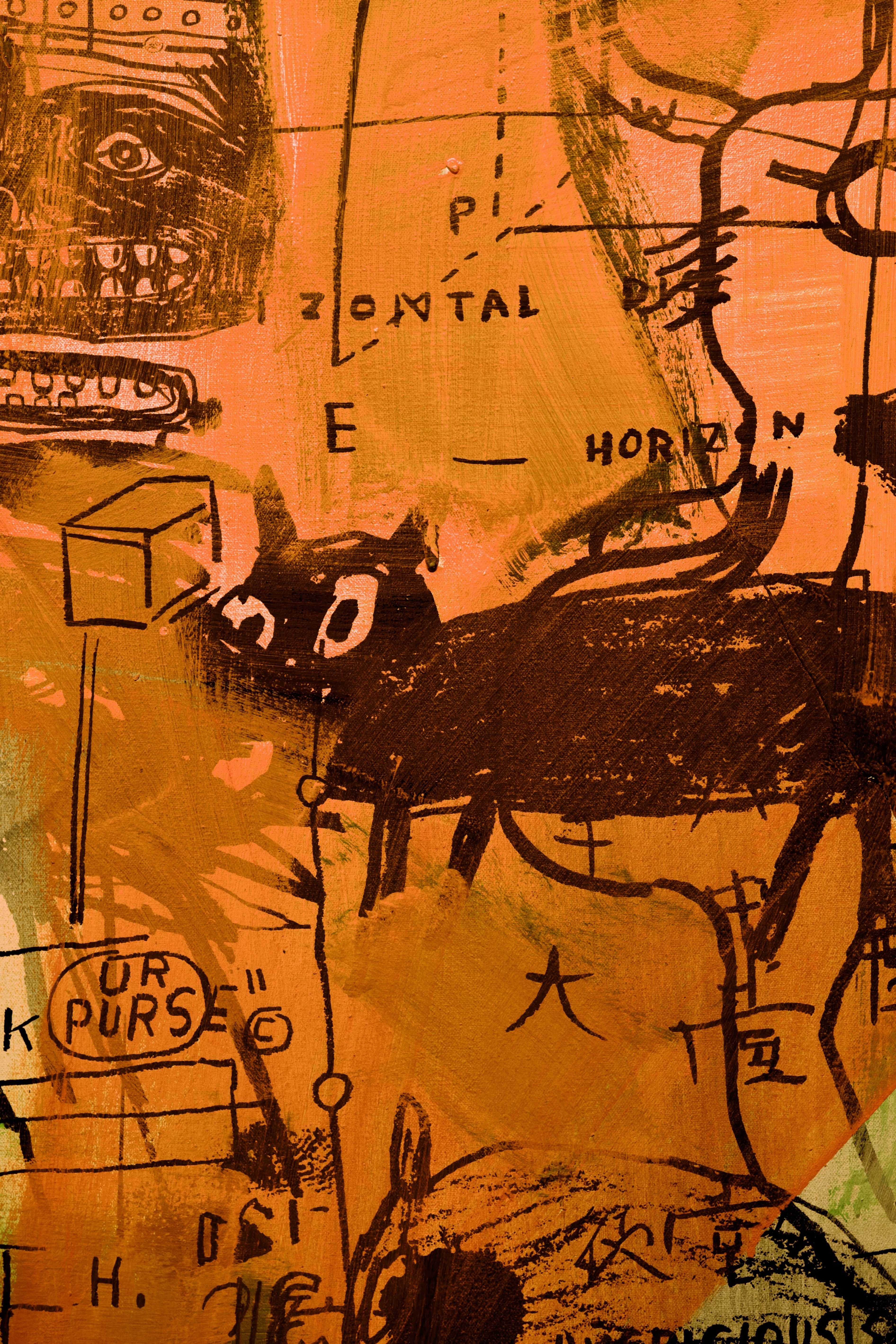 絵画 作者不詳 版画 リトグラフ オレンジ色の空