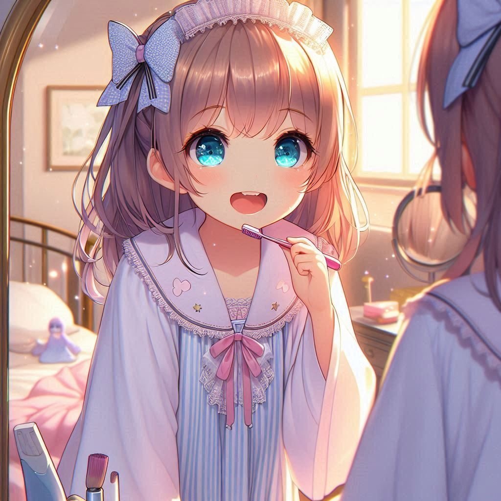 AIイラスト 歯磨きにチャレンジ｜笑わせるセールスマン