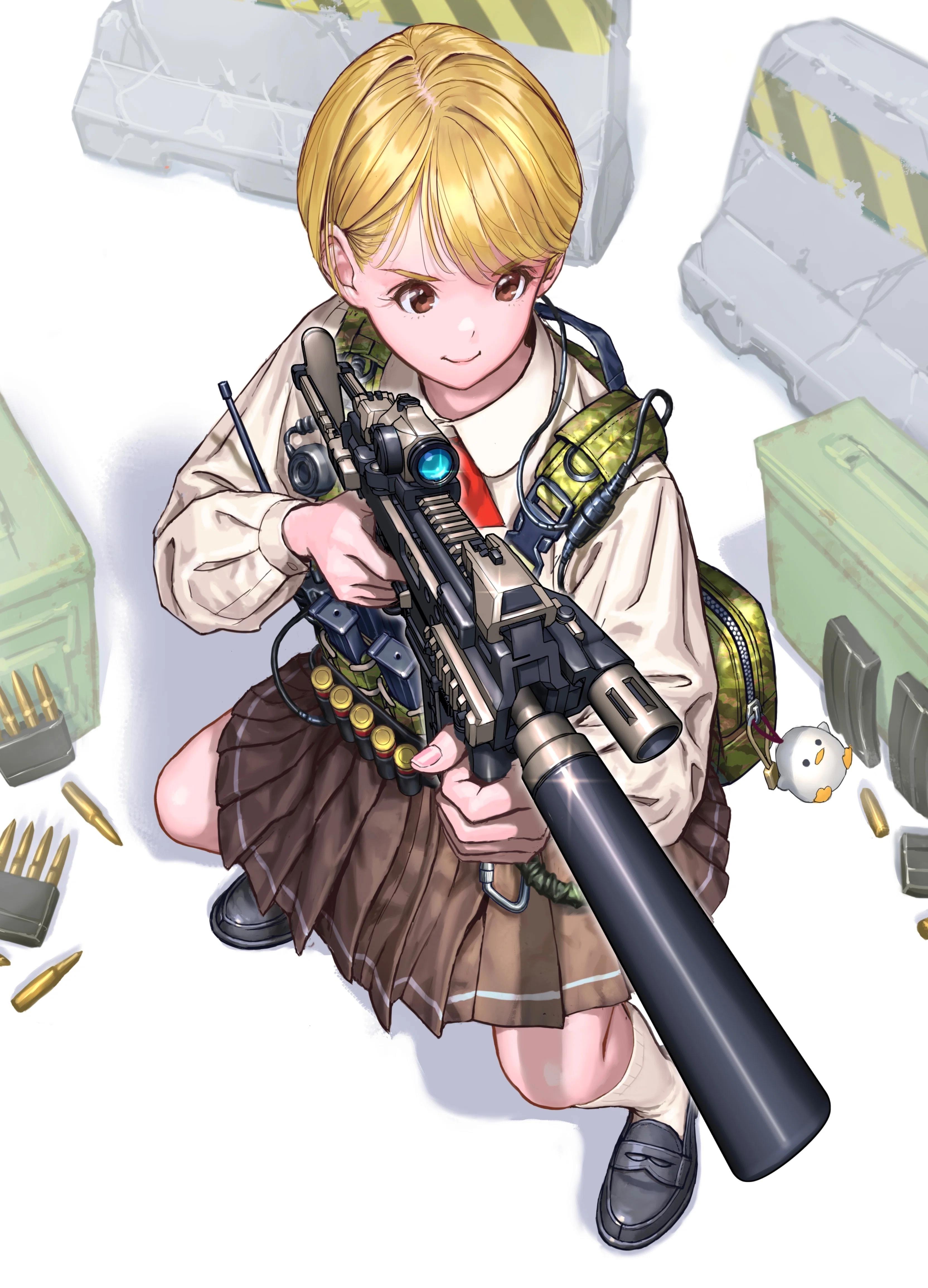 絵日記】3枚目/銃✖︎学生服イラコン3日目【完成｜マエコ