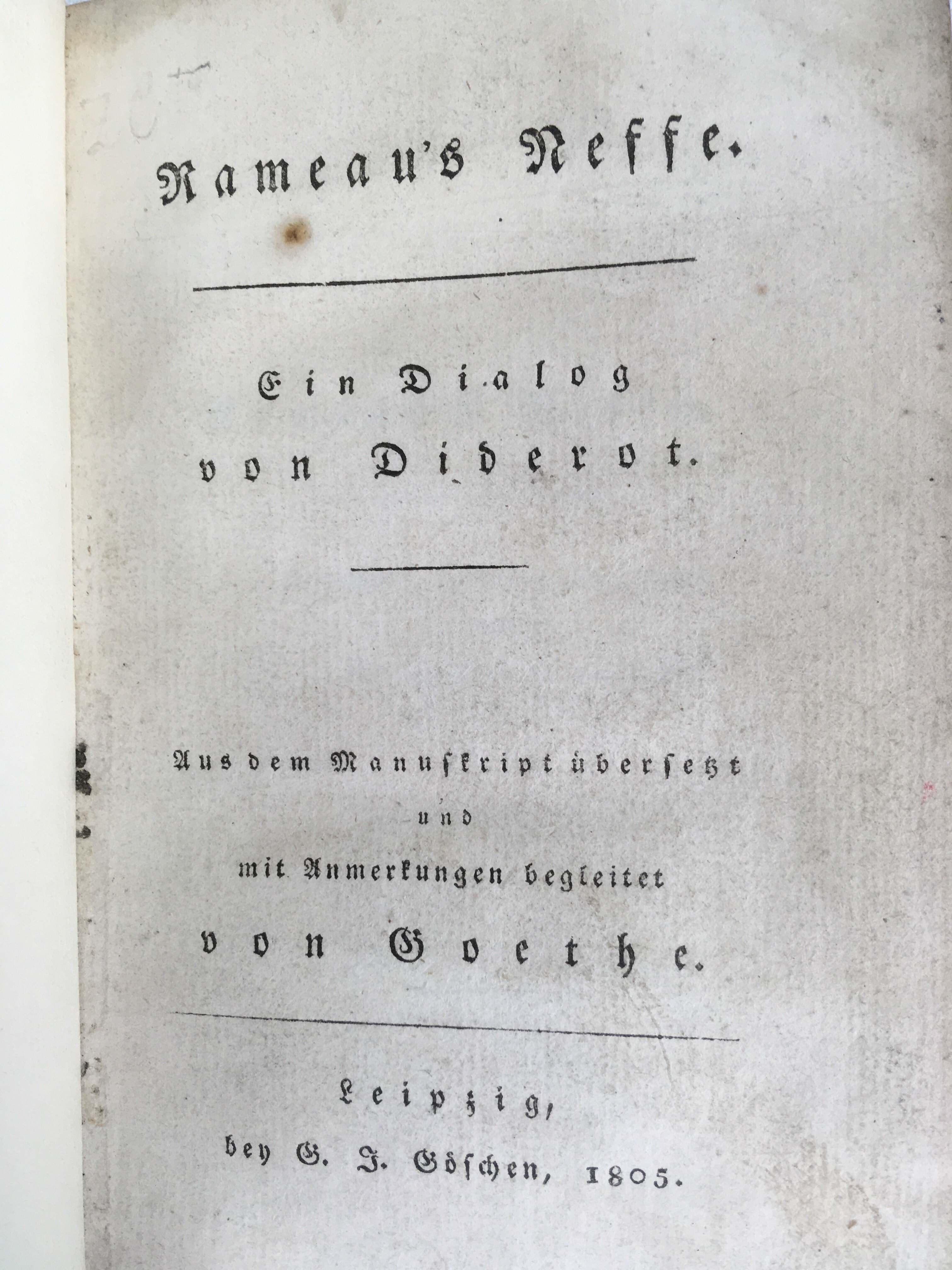 ゲーテのドイツ語訳によって知られるようになった百科全書派の対話小説