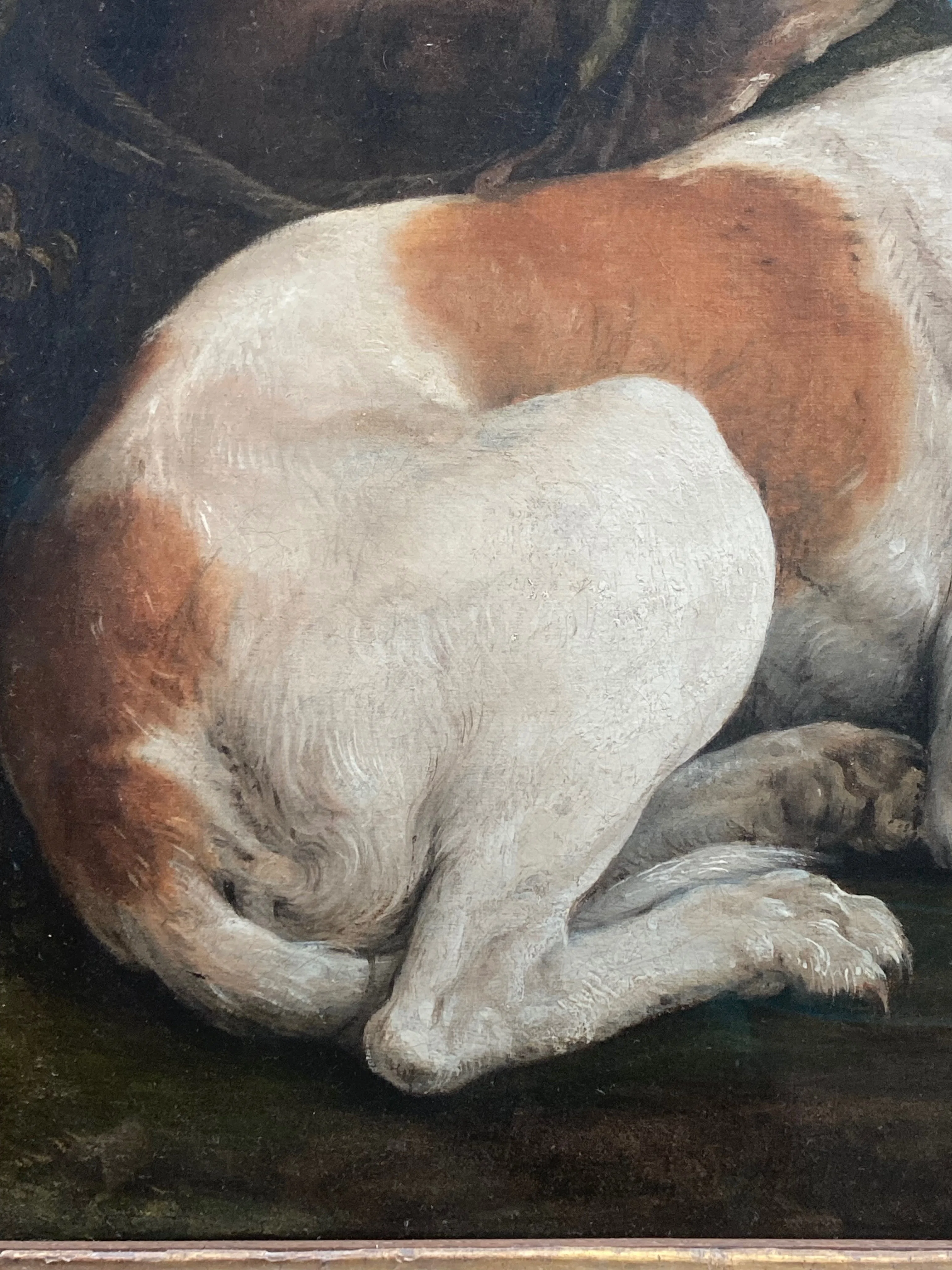 手書き油絵 キャバリア 愛犬 額付 肉筆絵画 インテリア 油彩画 絵画アート 版画 犬の肖像 アンティークの犬の油彩画 油絵 絵画 版画 額縁