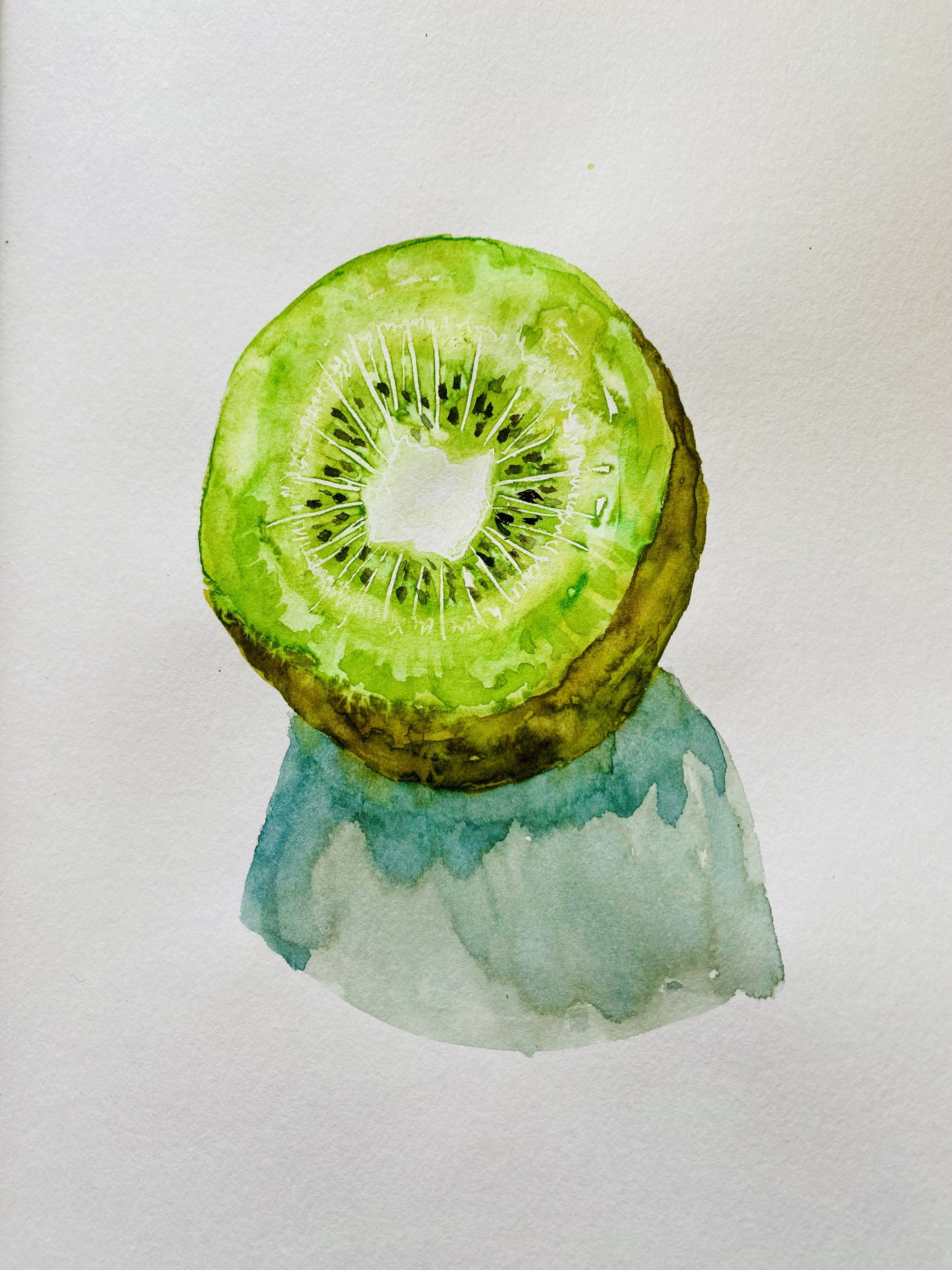 油彩画　キウイの静物 油彩画 キウイの静物