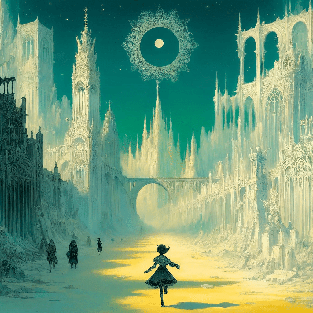 【真作】絵画　技法不明　キリコ風オマージュ絵画　幾何都市の静寂　X109 DALL-E3・デ・キリコ｜Nyori