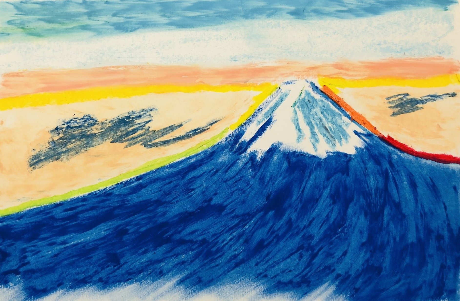 クレパス画・富士山｜空想だいあぱ案内人kuramaippei