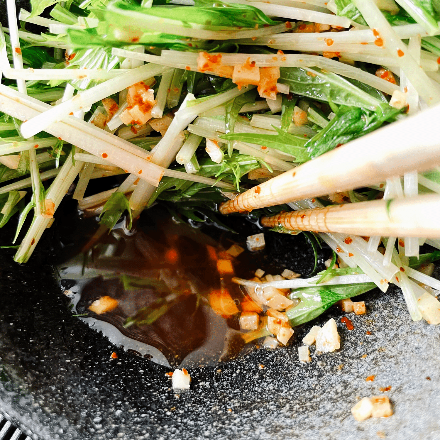 水菜の中華風オイルがけ｜as