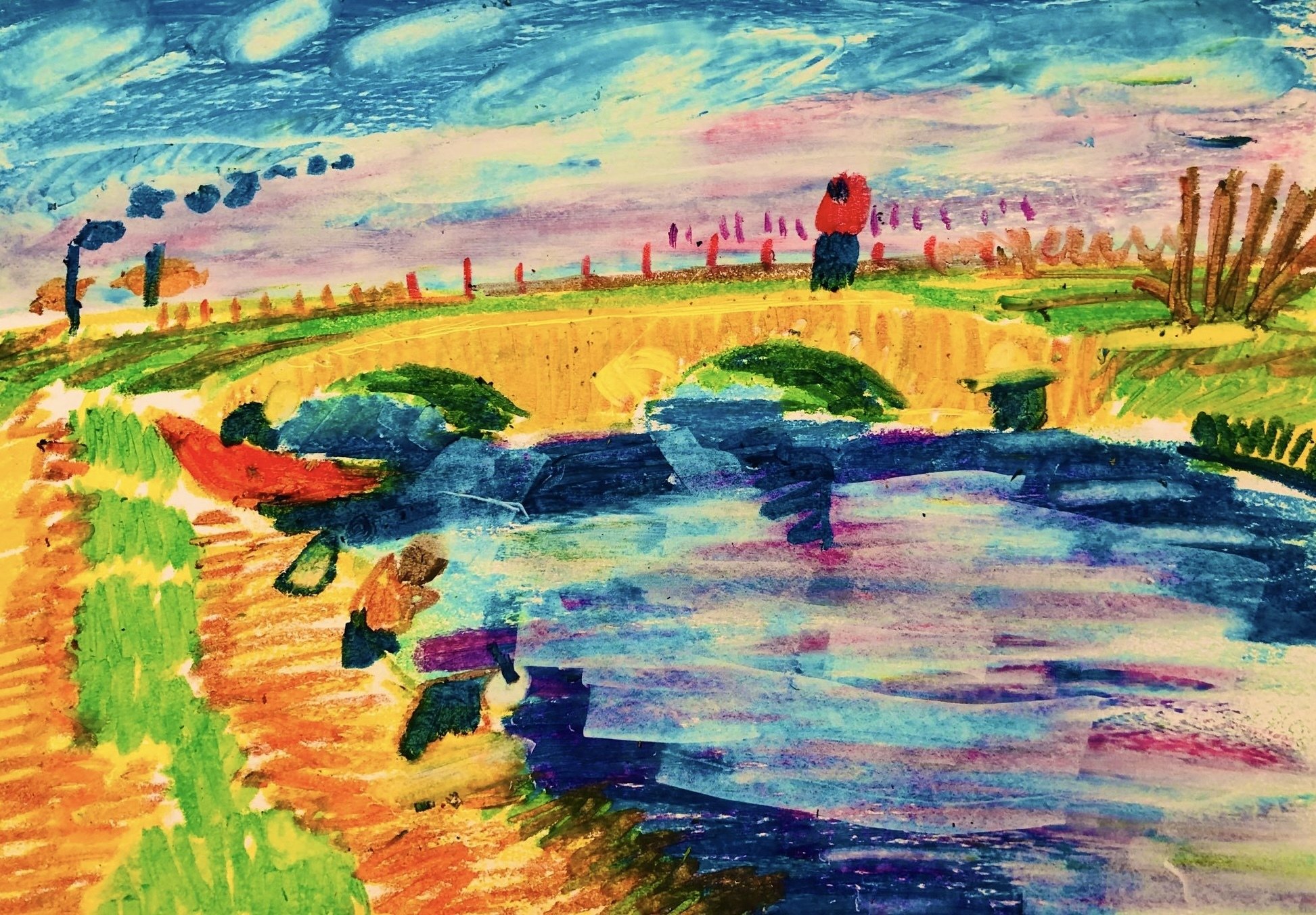 油彩画「ジェラジカ運河にかかっている橋」Vellani Marchi 油彩画「ジェラジカ運河にかかっている橋」Vellani Marchi 油彩