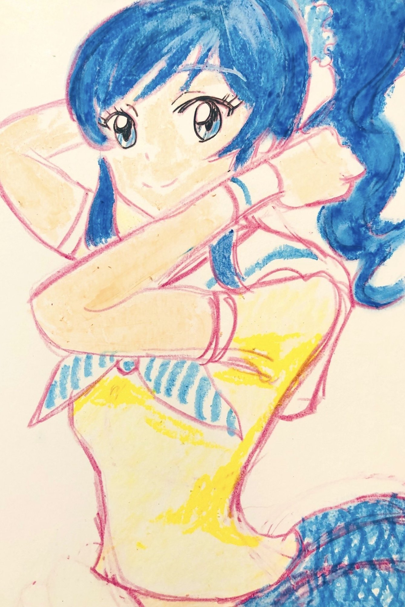 クレヨン画・霧矢あおい(アイカツ!)｜空想だいあぱ案内人kuramaippei