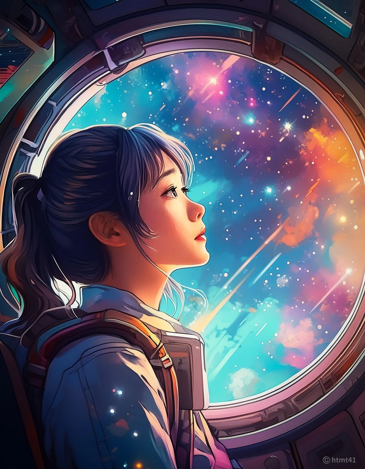 窓の外を眺めながら、決意を新たにするニーナの横顔。