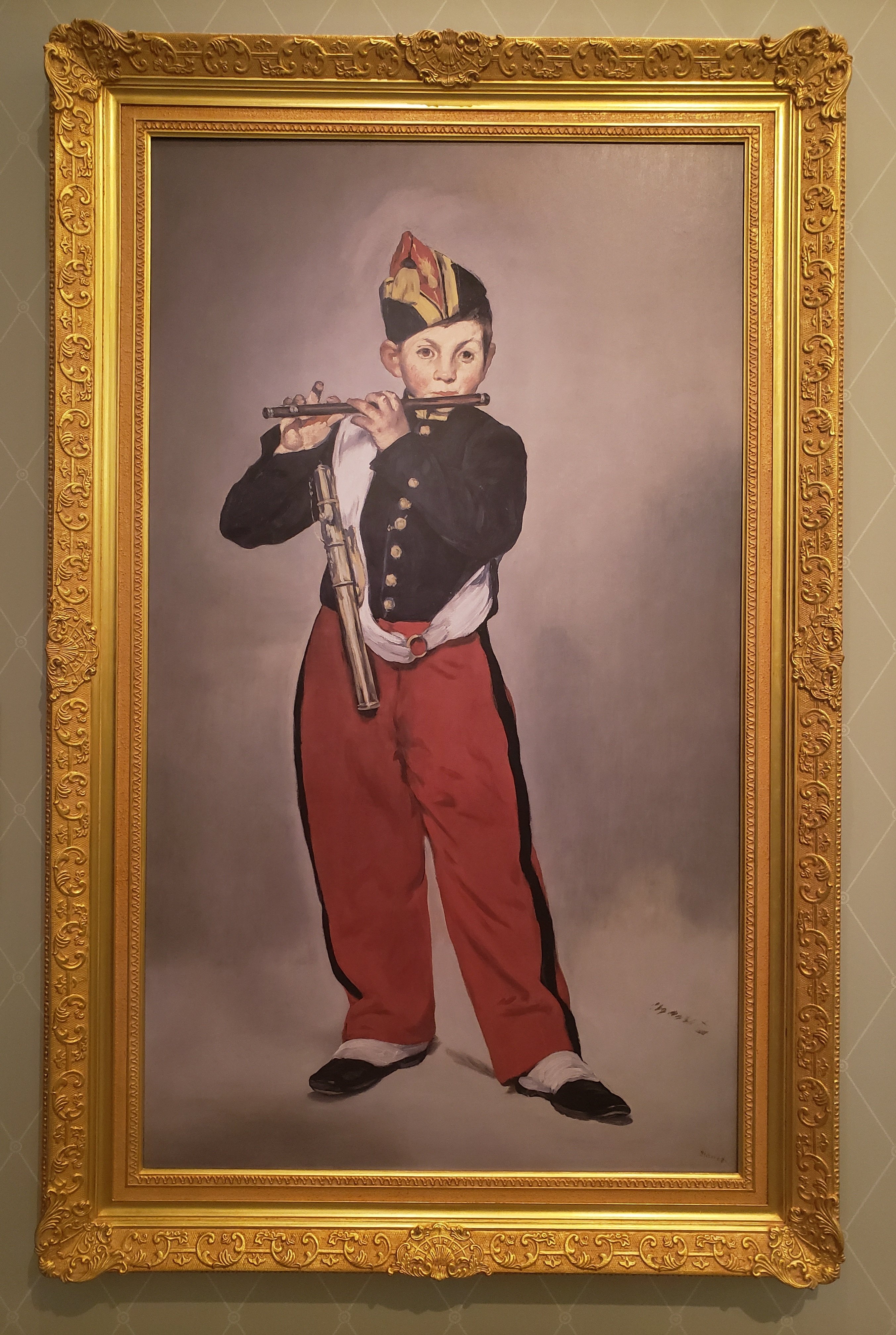 クロードマネ「笛を吹く少年」模写 油彩 笛を吹く少年