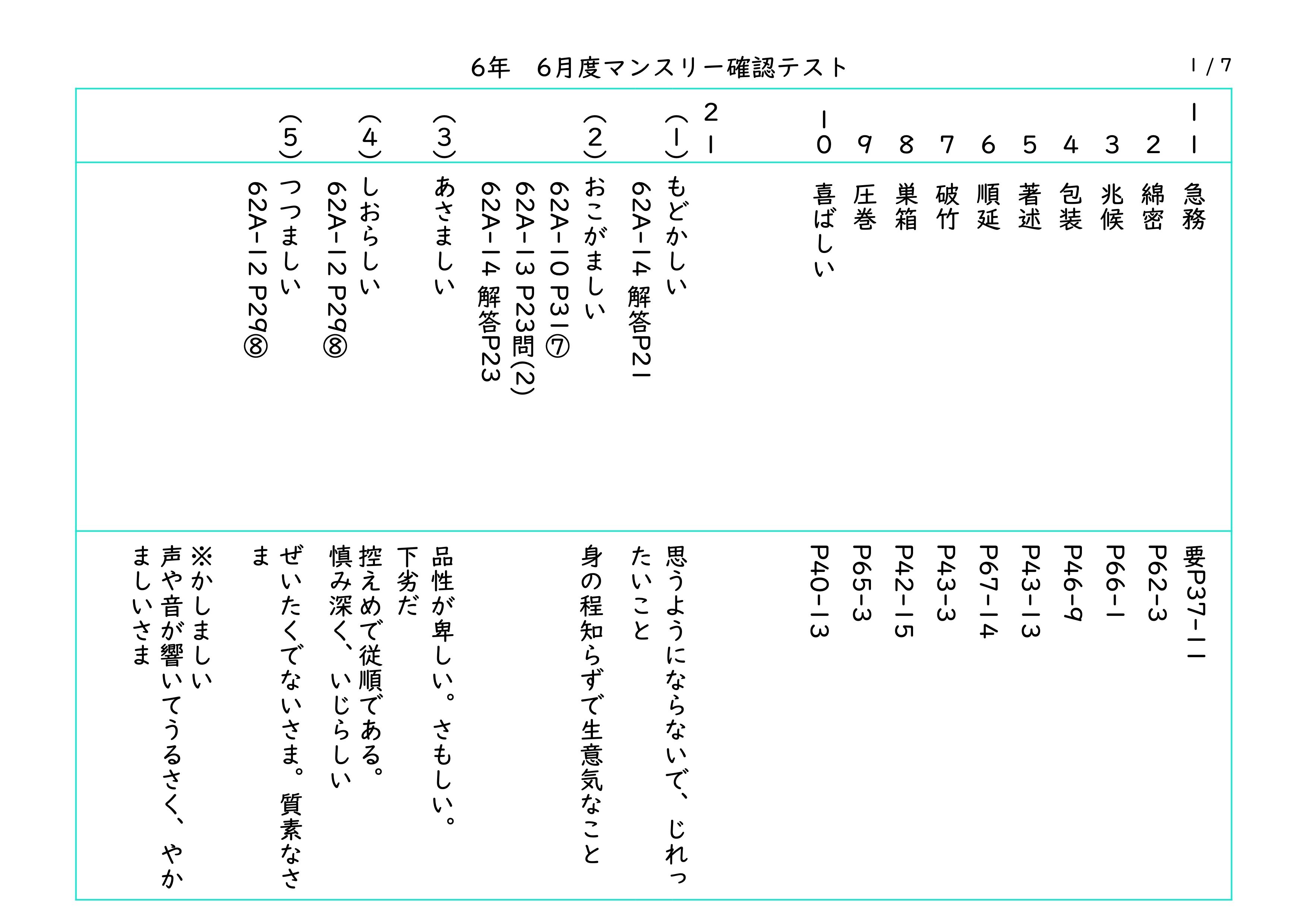 SAPIX 6年 6月度マンスリー確認テストの直しノート｜春秋おじさん@国語