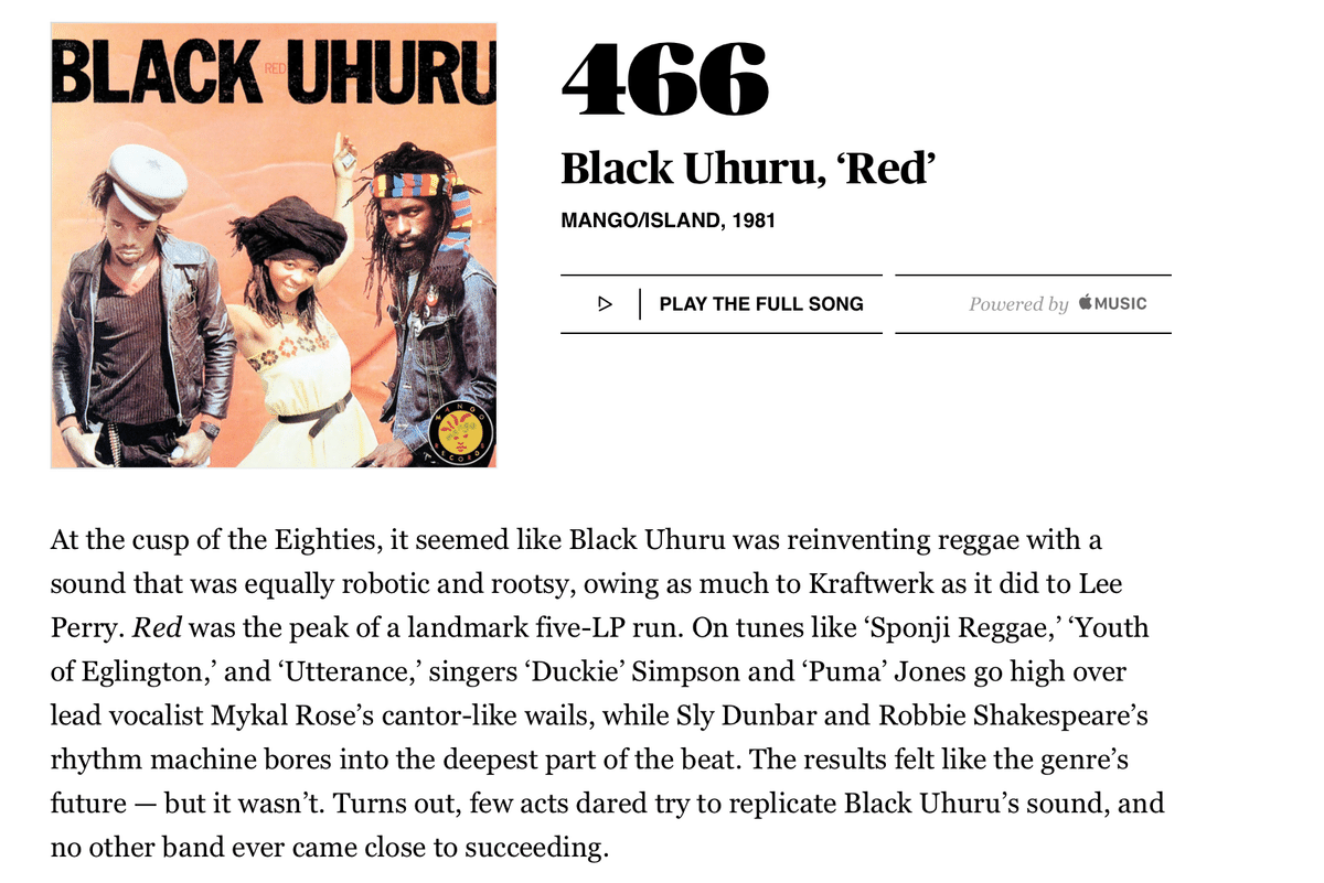 466位：ブラック・ウフル 『Red』 ｜ 「歴代最高のアルバム」500