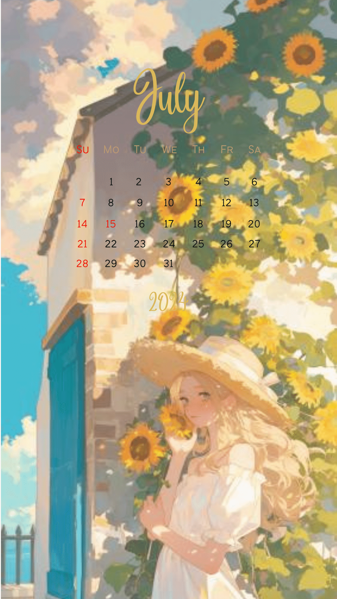 カレンダー2024年7月［スマホ壁紙・10枚］｜黒崎澪