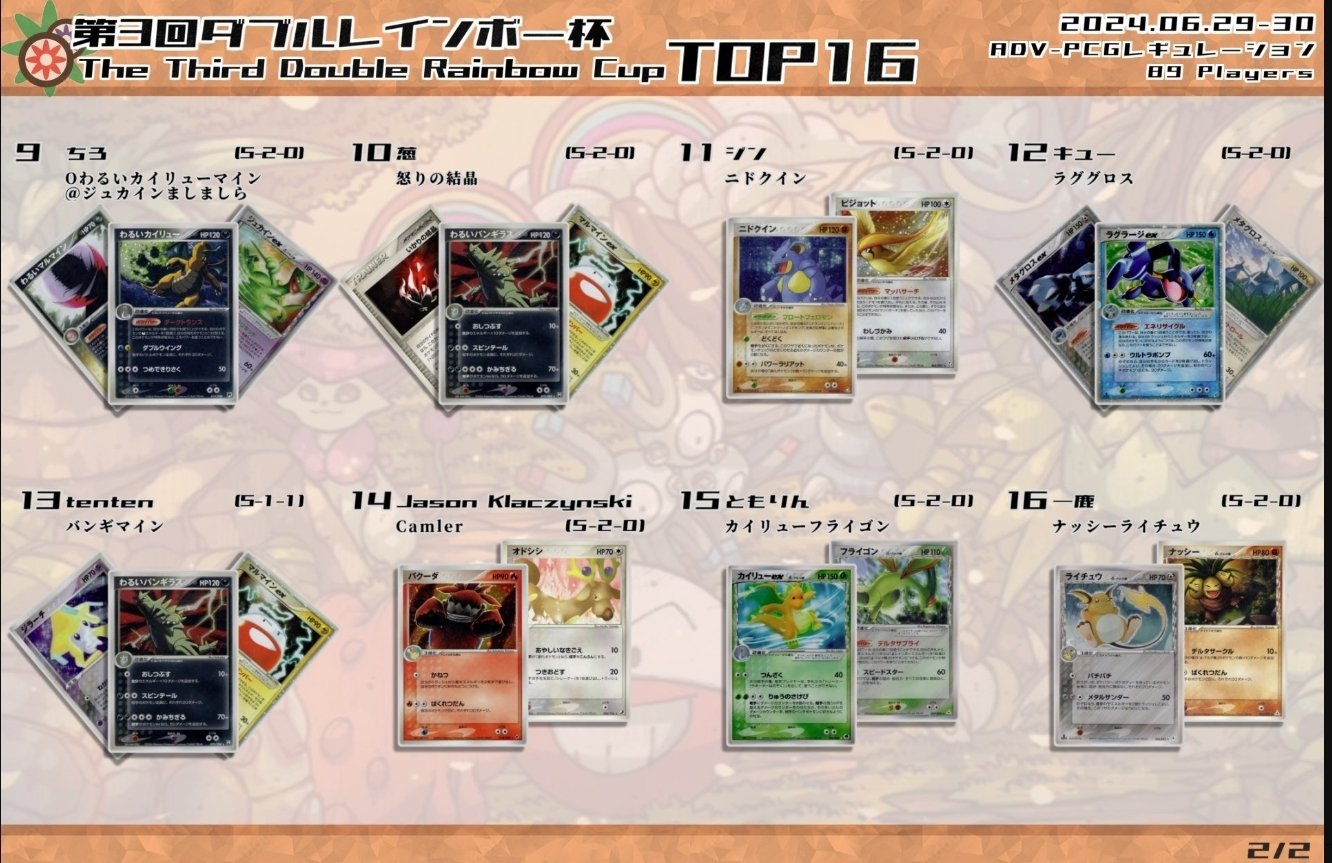 ADV-PCG】第3回ダブルレインボー杯（W虹杯） 大会概要と上位者のデッキ