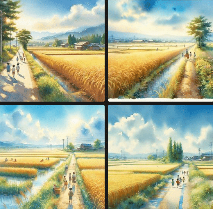 田舎の風景 デジタルアート 73[生成AI]旅先で見たあの田園風景の記憶をたどる[Copilot]｜久藤