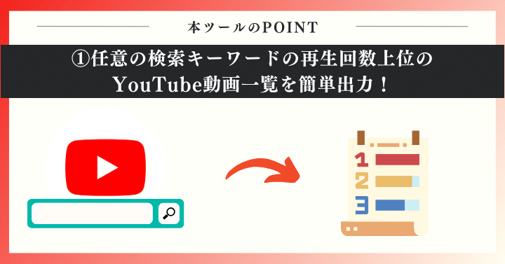 任意の検索キーワードの再生回数上位のYouTube動画一覧を簡単出力！