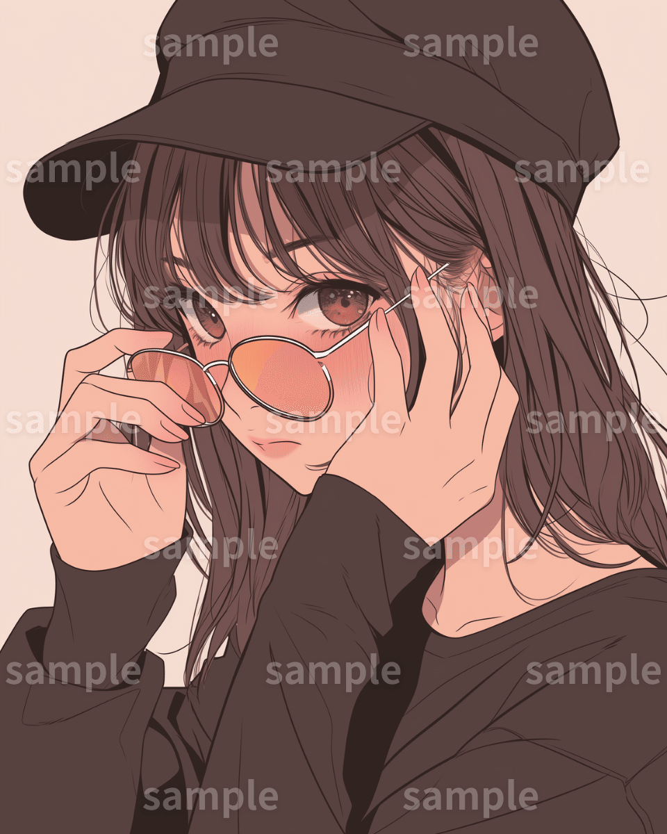 イラスト】「サングラス女子アイコン」のフリー素材｜SNS用アイコン