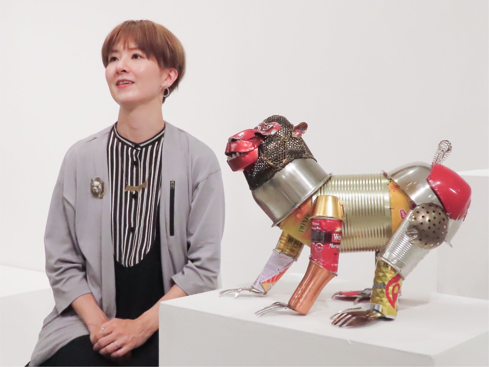 役割を終えた廃材を動物アートへと生まれ変わらせる／富田菜摘さん