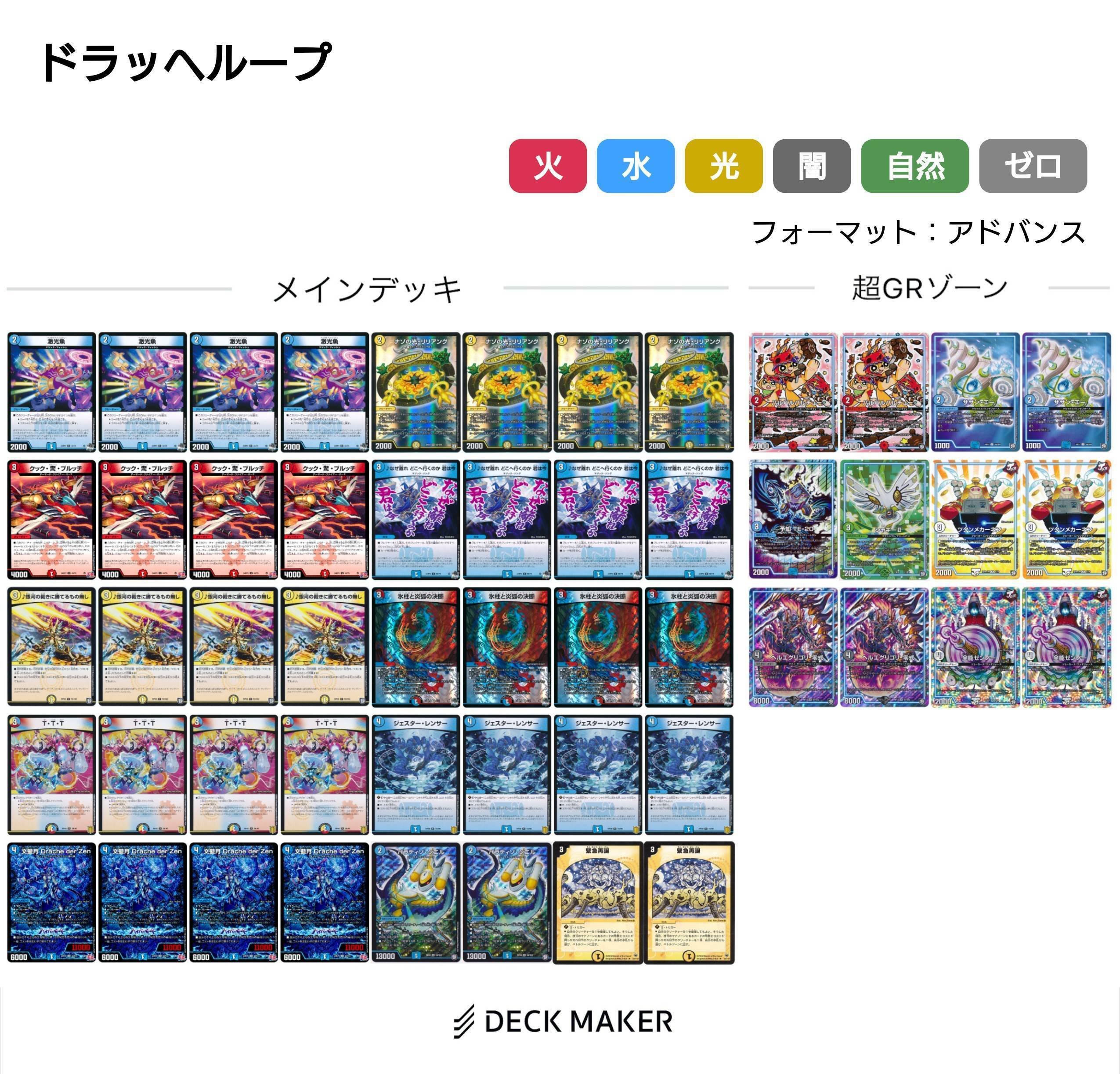 アキラ　 ラッカドラッヘループ　デュエマ　デッキ　スリーブ付き　GR付き ドラッヘループ｜クロネコ