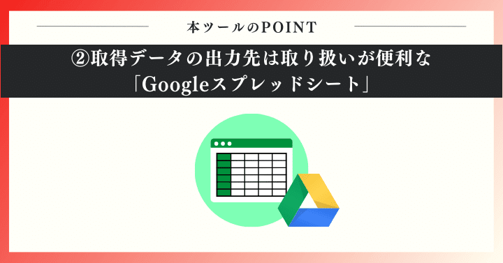 取得データの出力先は取り扱いが便利な「Googleスプレッドシート」