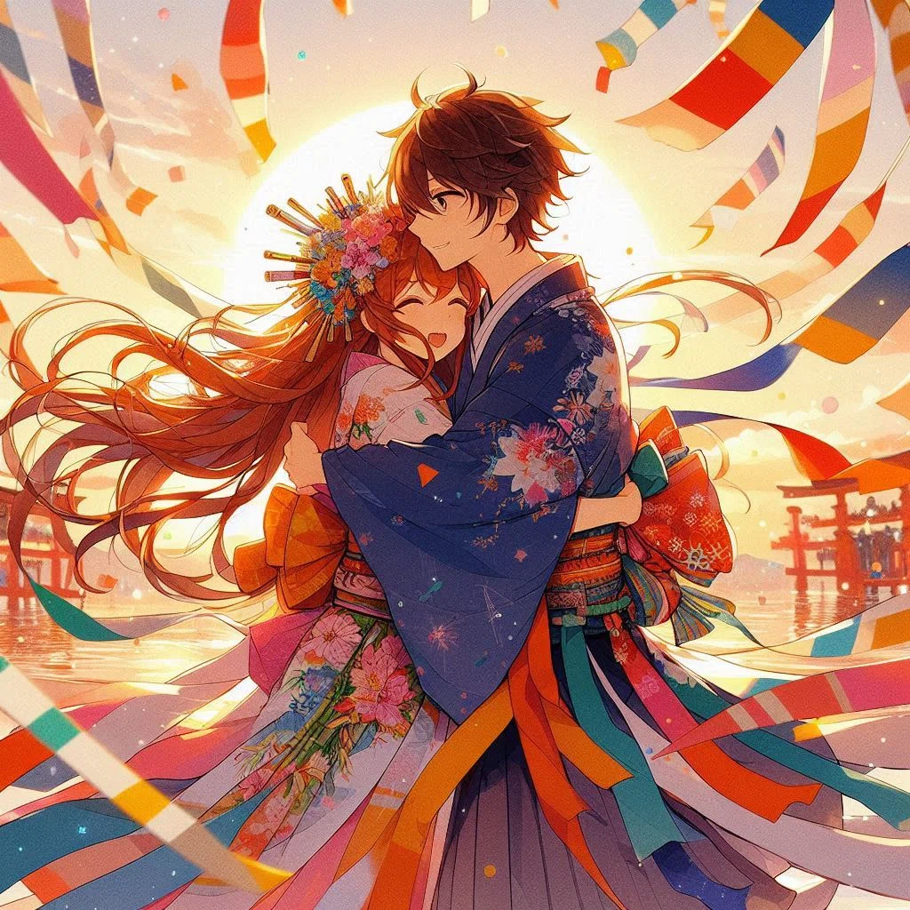 AIイラスト 七夕(織姫様と彦星様の再開)｜笑わせるセールスマン
