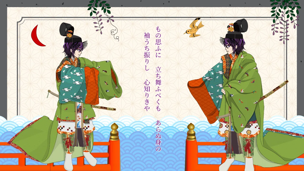 山口くすえ【紅葉賀光源氏と頭中将】肉筆日本画　印あり 山口くすえ【紅葉賀光源氏と頭中将】肉筆日本画 印あり 山口くすえ