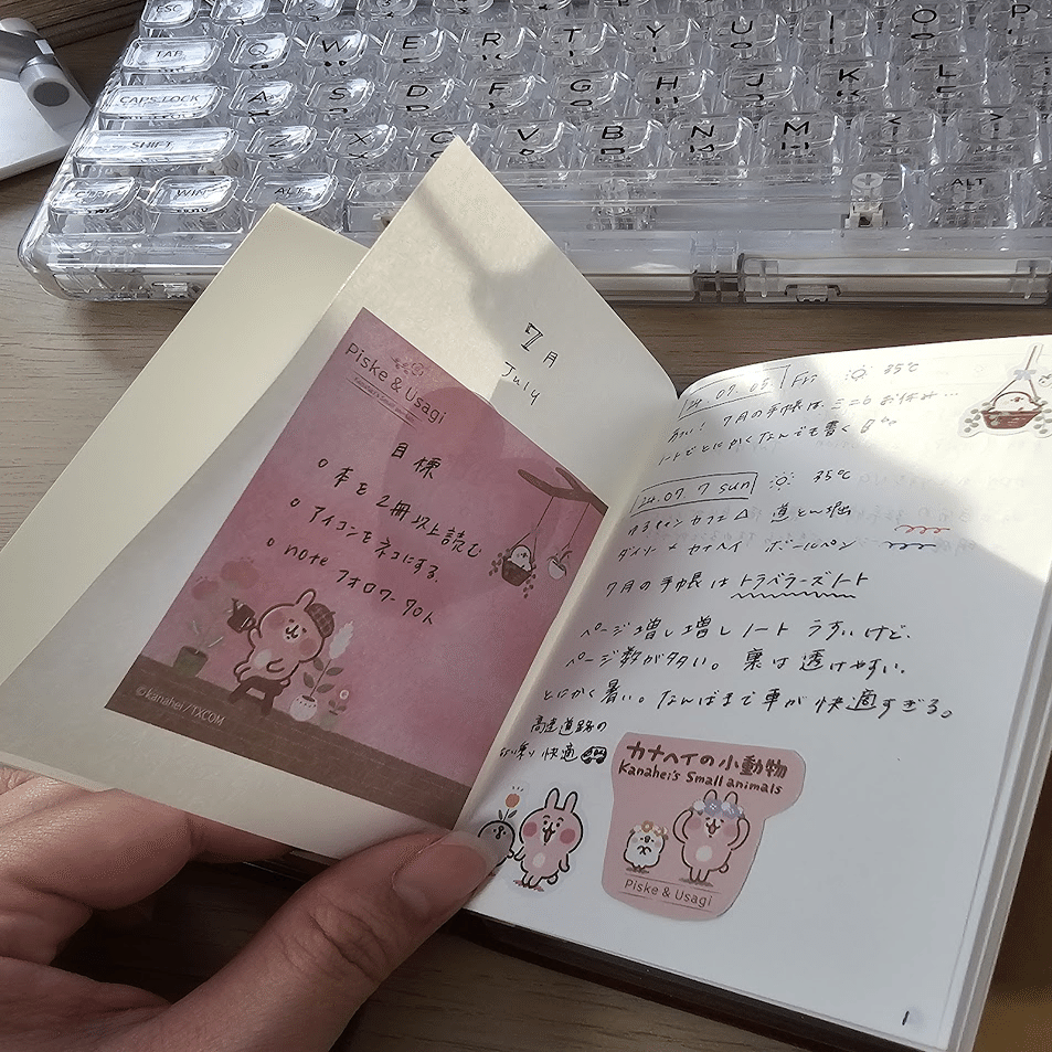 7月の手帳のセットアップ＊トラベラーズノートパスポートサイズ｜あめ