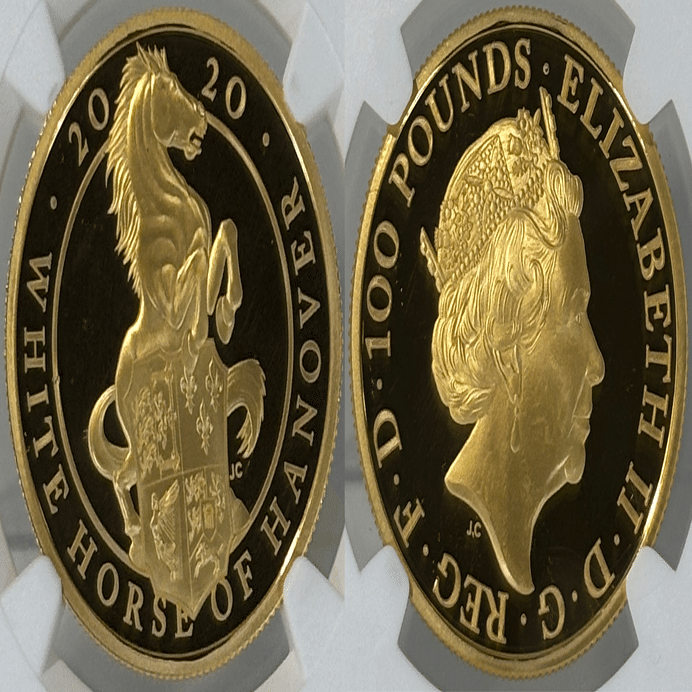 クイーンズビースト】 2020年 ホワイトホース 100ポンド金貨