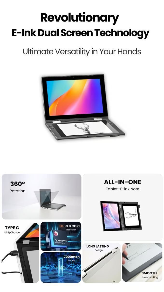 OKPAD 液晶&E-inkの2画面搭載のAndroidタブレット OKPAD 液晶&E-inkの2画面搭載のAndroidタブレット