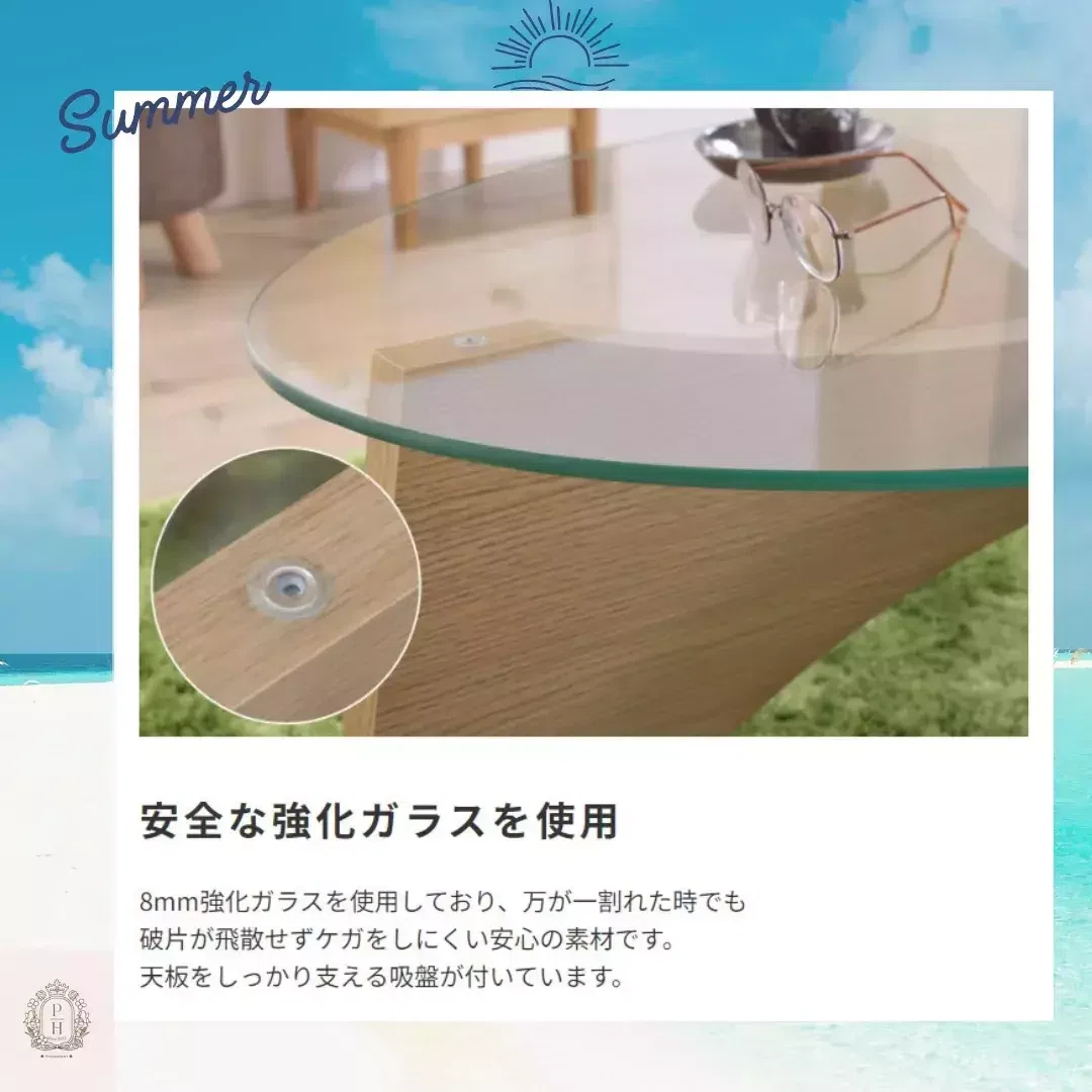 オーバル型 ガラステーブル🏖️🌴🌴🌴｜RIE