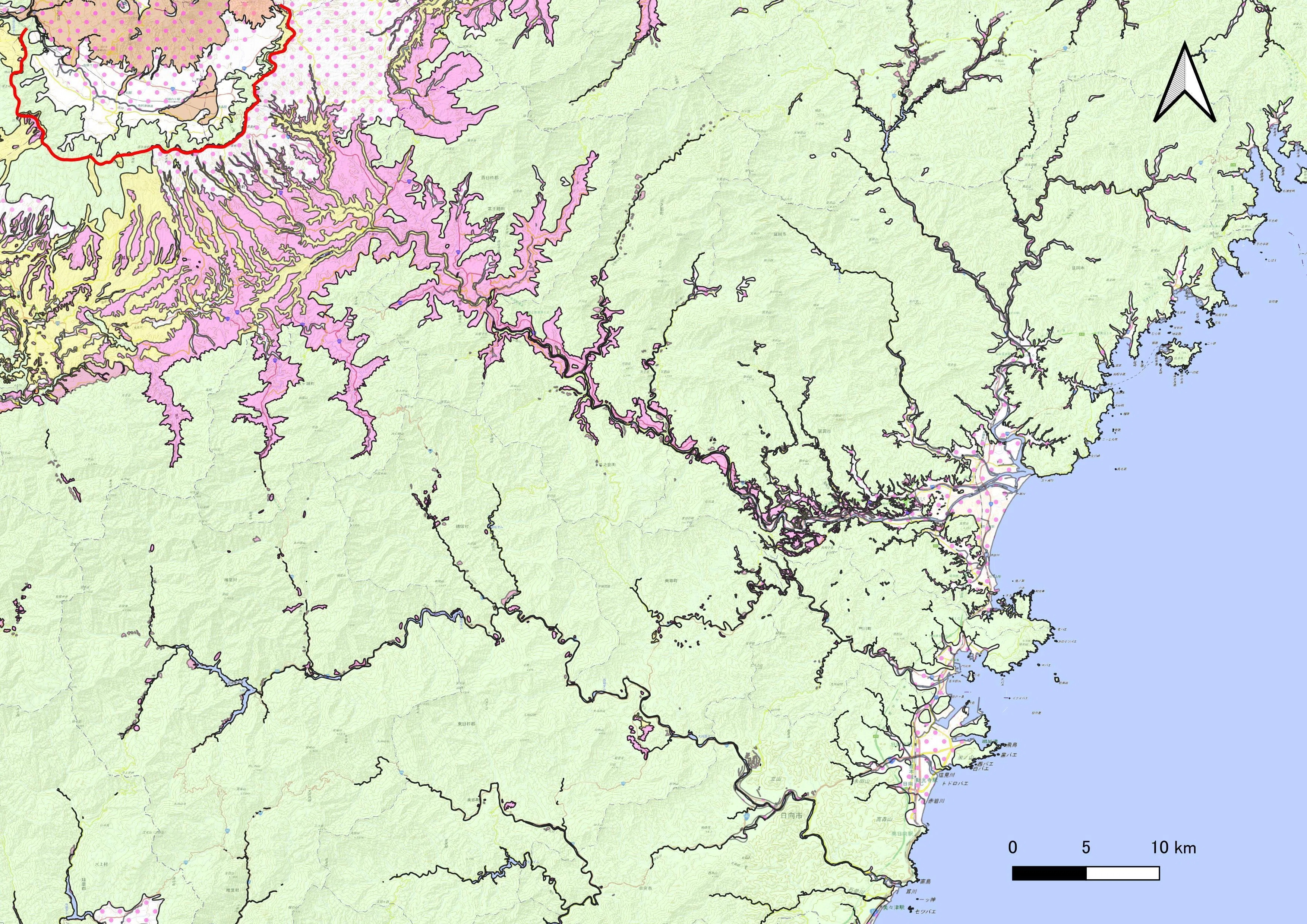 宮崎県の地質 20万分の1日本シームレス地質図V2（産総研地質調査総合