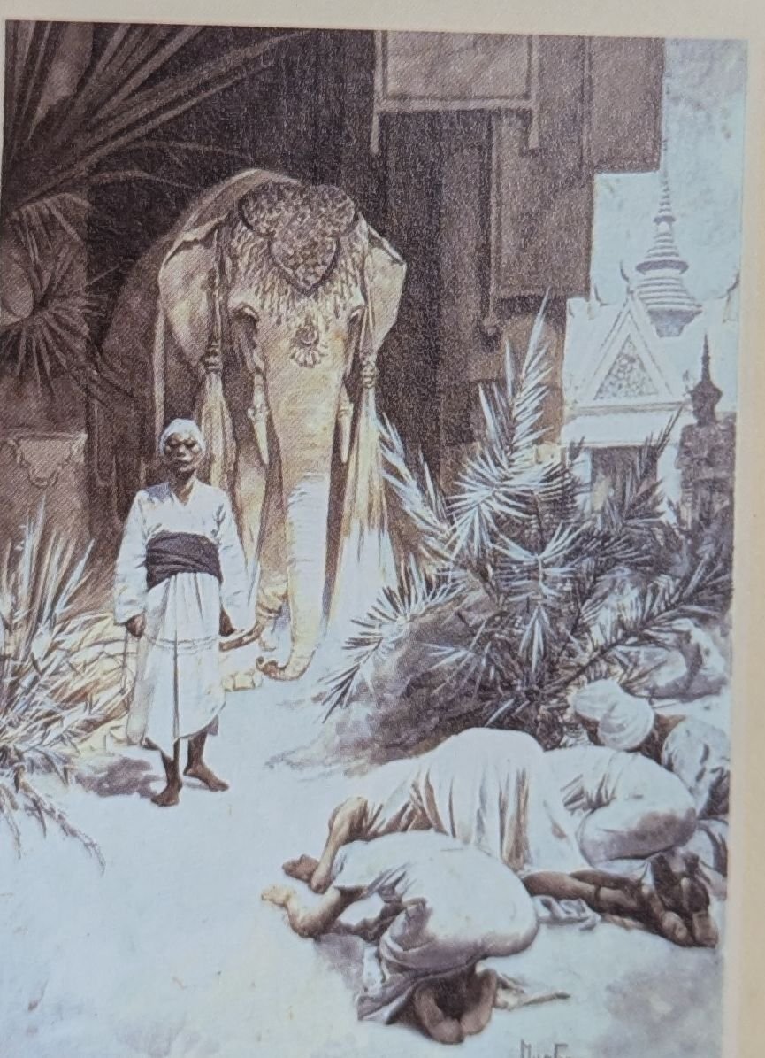 アルフォンス・ミュシャ額装＊「白い象の伝説」初版挿絵リトグラフ⑤