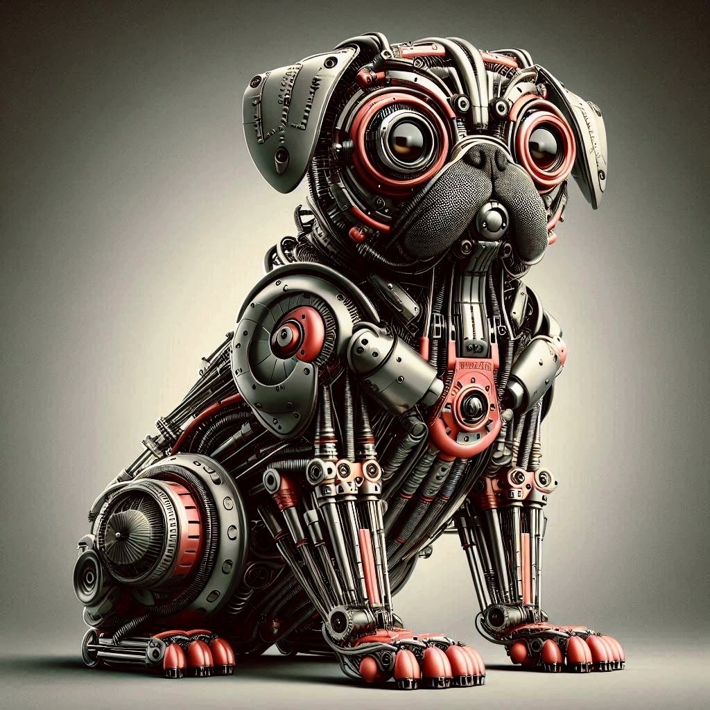 未来のPET:STEAMPUNKな機械仕掛けのAIロボットパグ犬の実験｜Books Channel